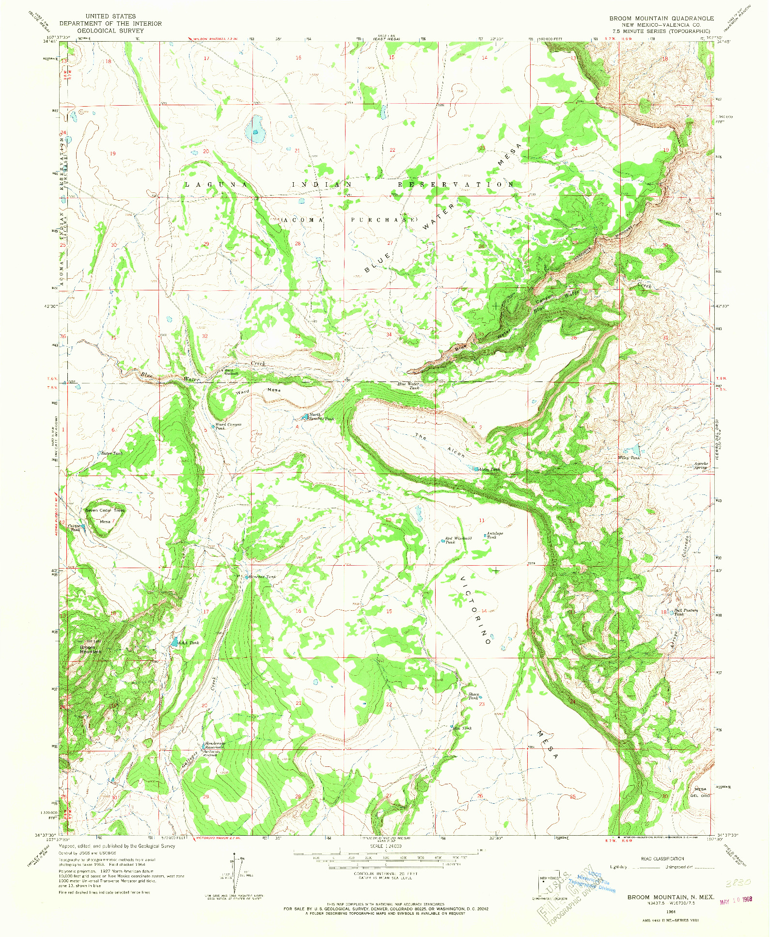 USGS 1:24000-SCALE QUADRANGLE FOR BROOM MOUNTAIN, NM 1964