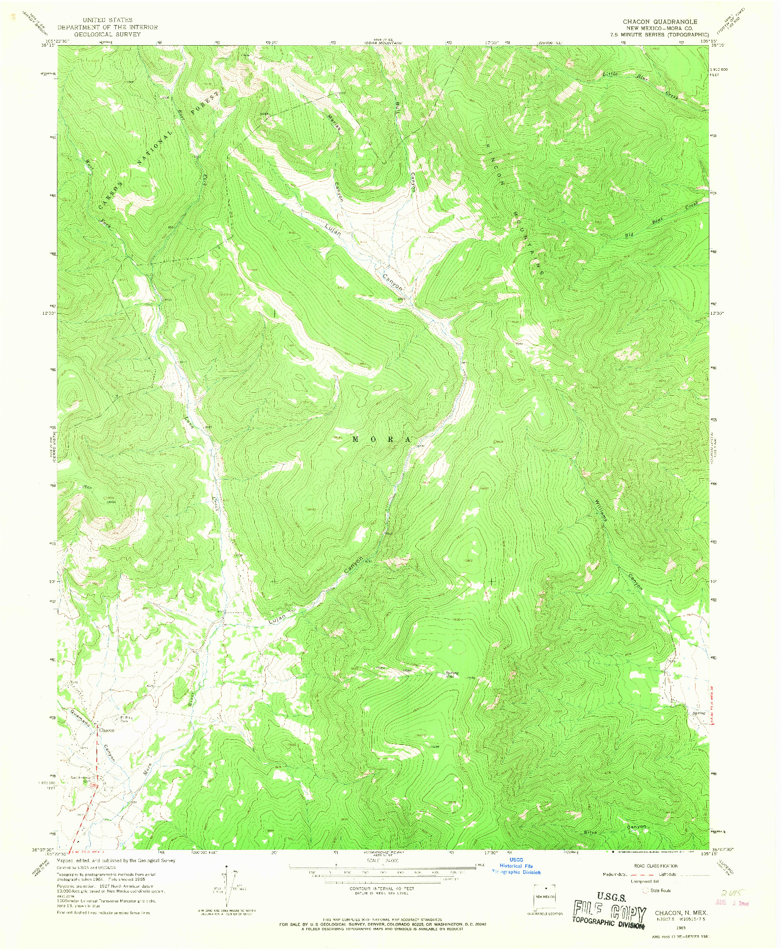 USGS 1:24000-SCALE QUADRANGLE FOR CHACON, NM 1965