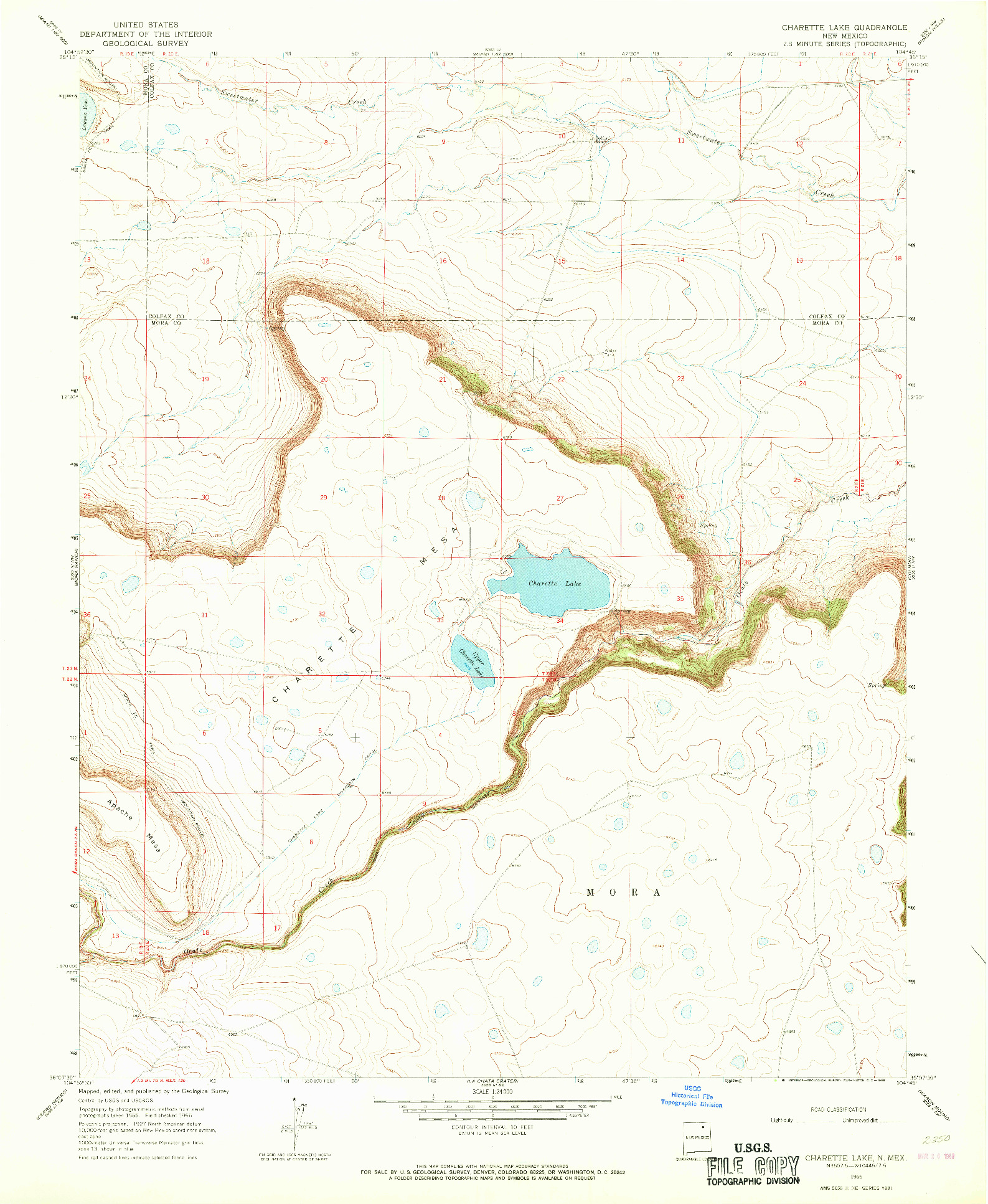 USGS 1:24000-SCALE QUADRANGLE FOR CHARETTE LAKE, NM 1966