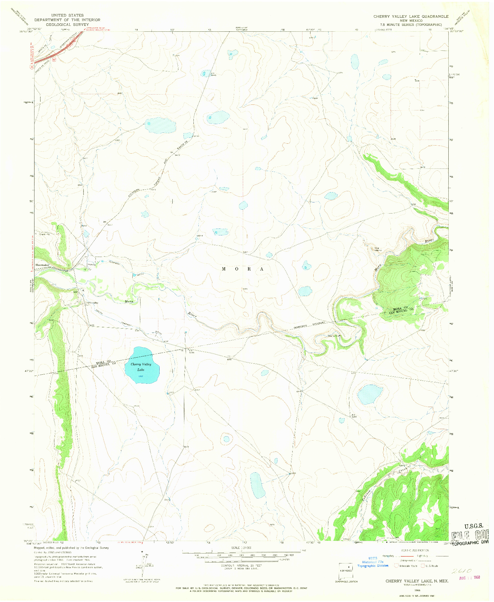 USGS 1:24000-SCALE QUADRANGLE FOR CHERRY VALLEY LAKE, NM 1966