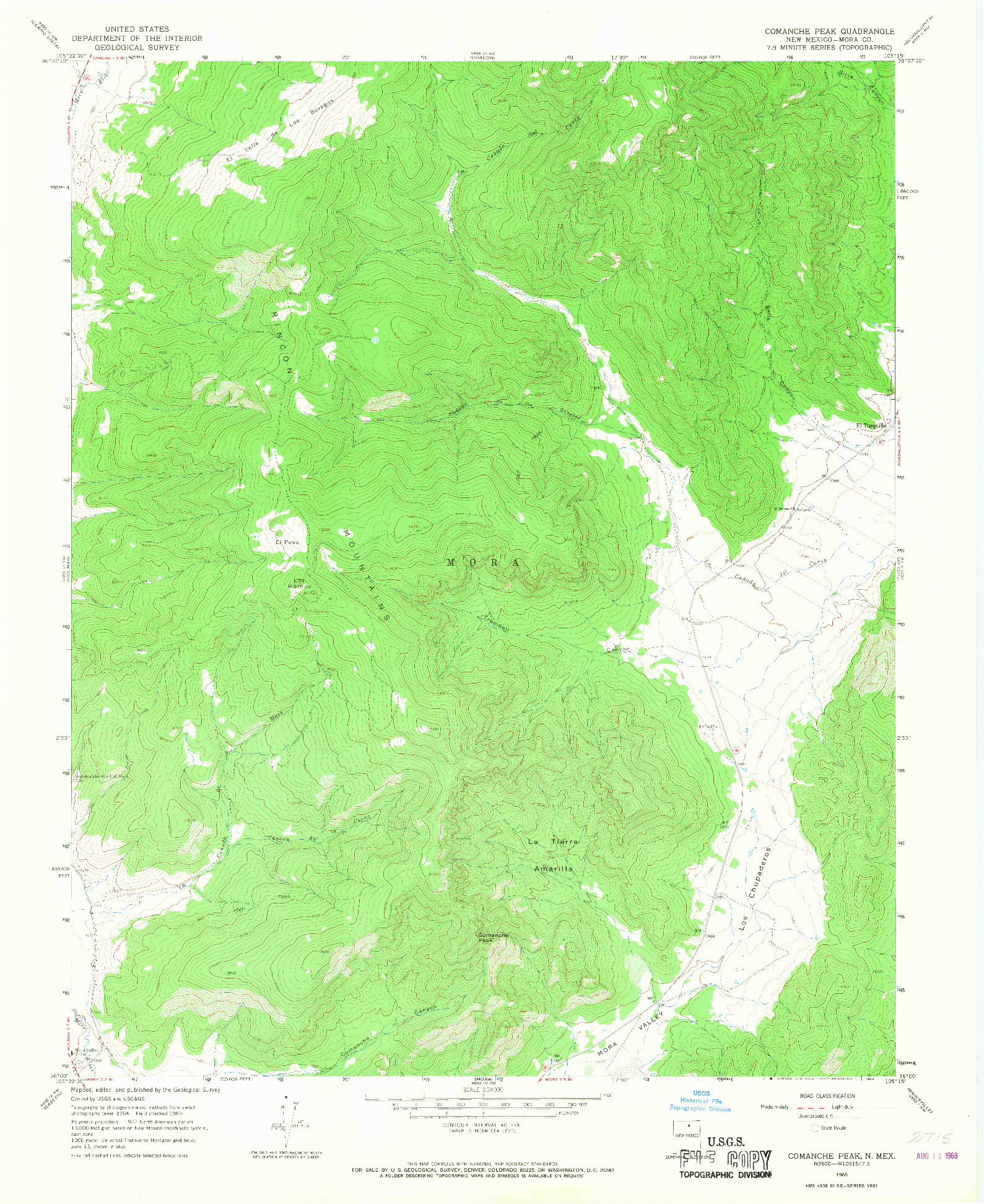 USGS 1:24000-SCALE QUADRANGLE FOR COMANCHE PEAK, NM 1965