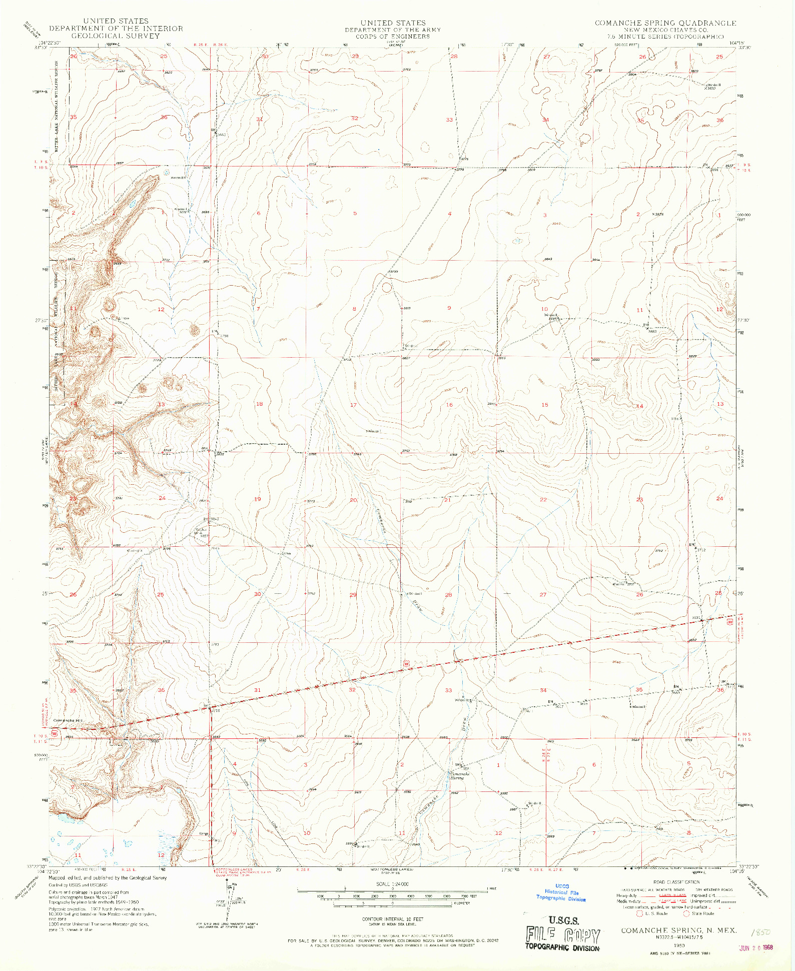 USGS 1:24000-SCALE QUADRANGLE FOR COMANCHE SPRING, NM 1950