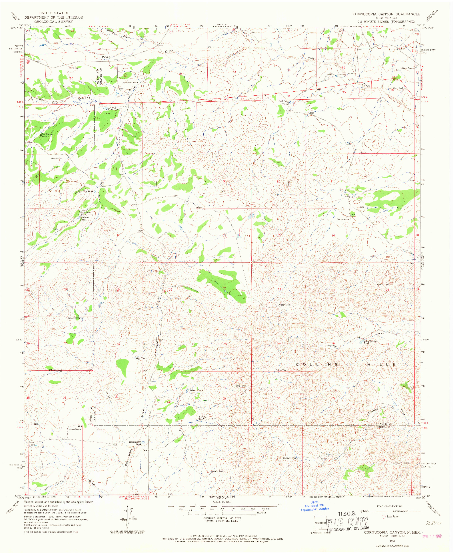 USGS 1:24000-SCALE QUADRANGLE FOR CORNUCOPIA CANYON, NM 1965