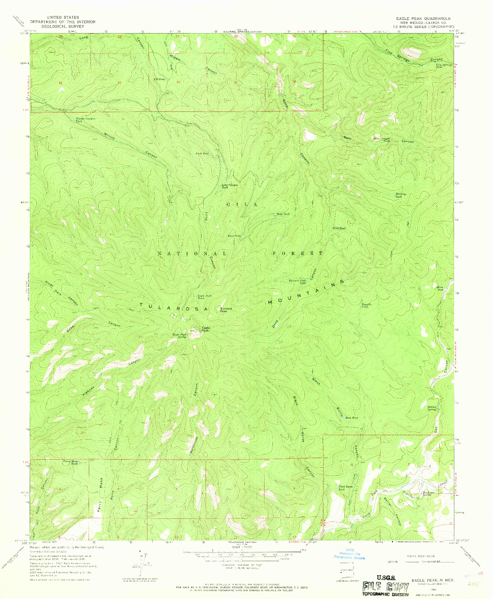 USGS 1:24000-SCALE QUADRANGLE FOR EAGLE PEAK, NM 1965