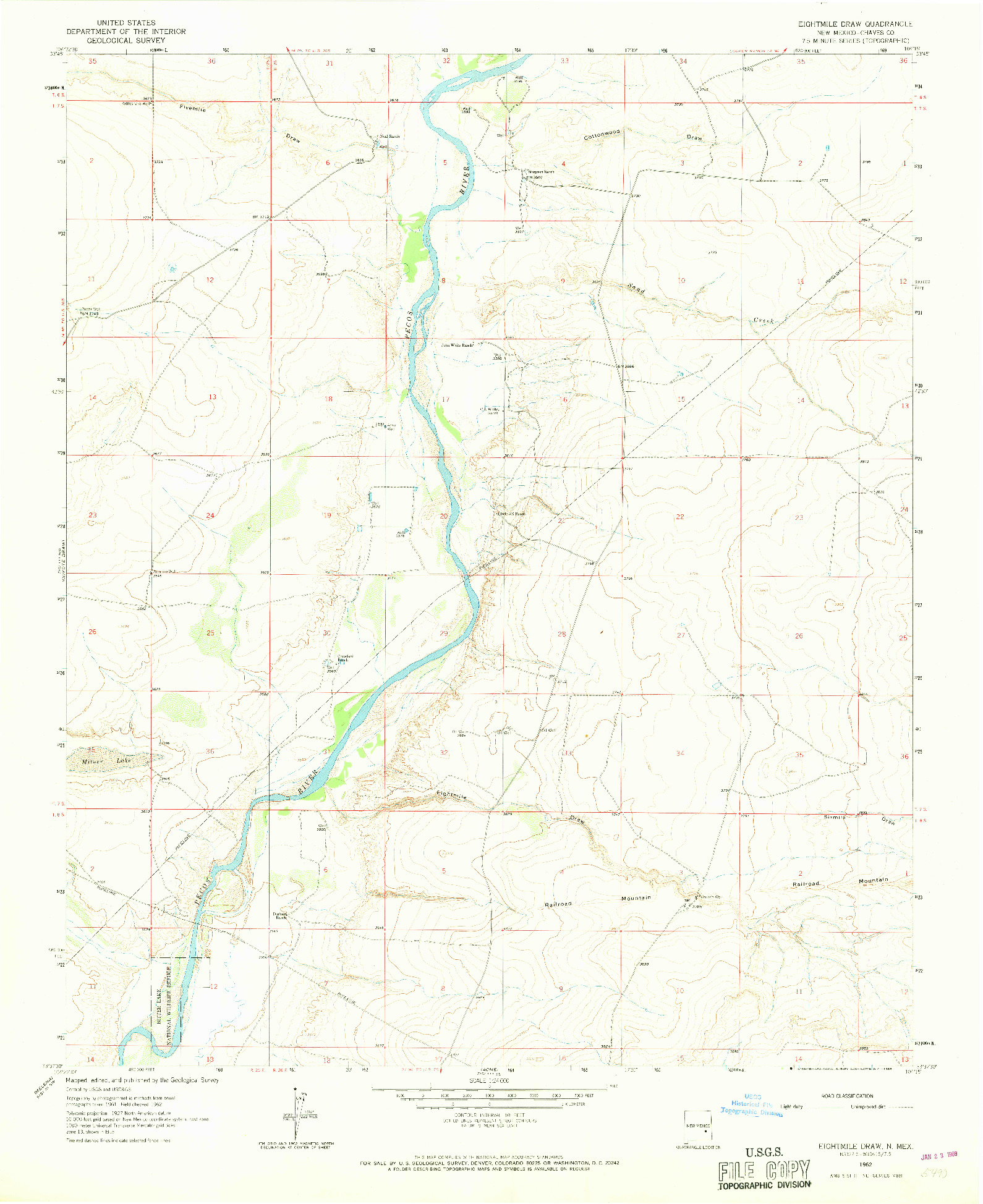 USGS 1:24000-SCALE QUADRANGLE FOR EIGHTMILE DRAW, NM 1962