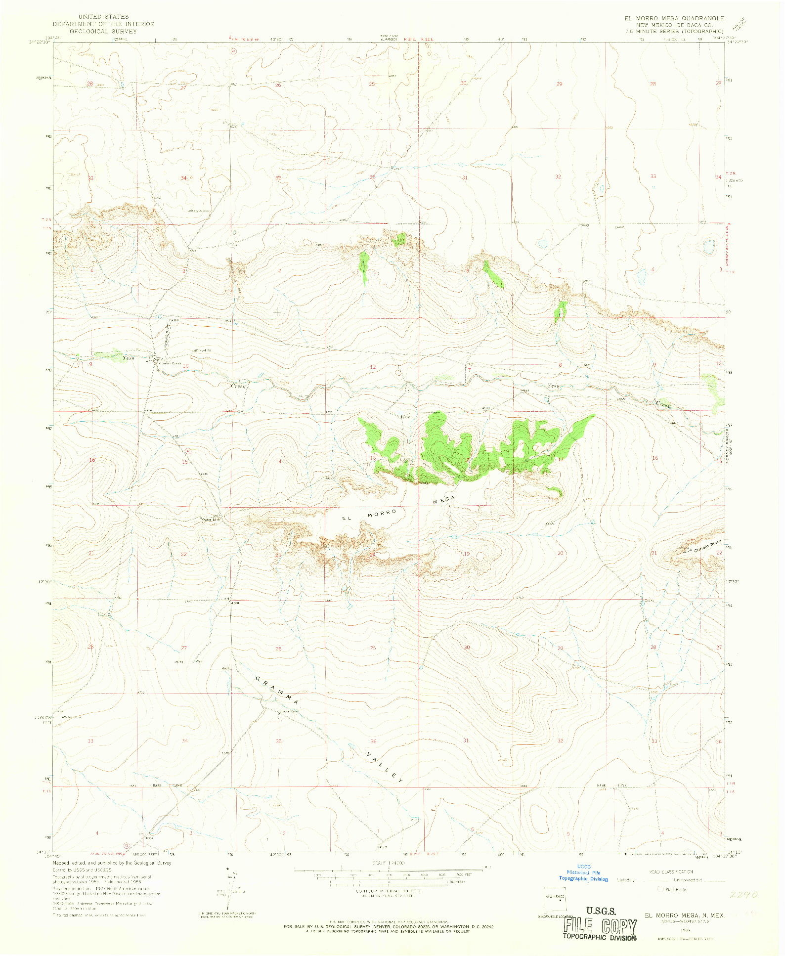 USGS 1:24000-SCALE QUADRANGLE FOR EL MORRO MESA, NM 1966