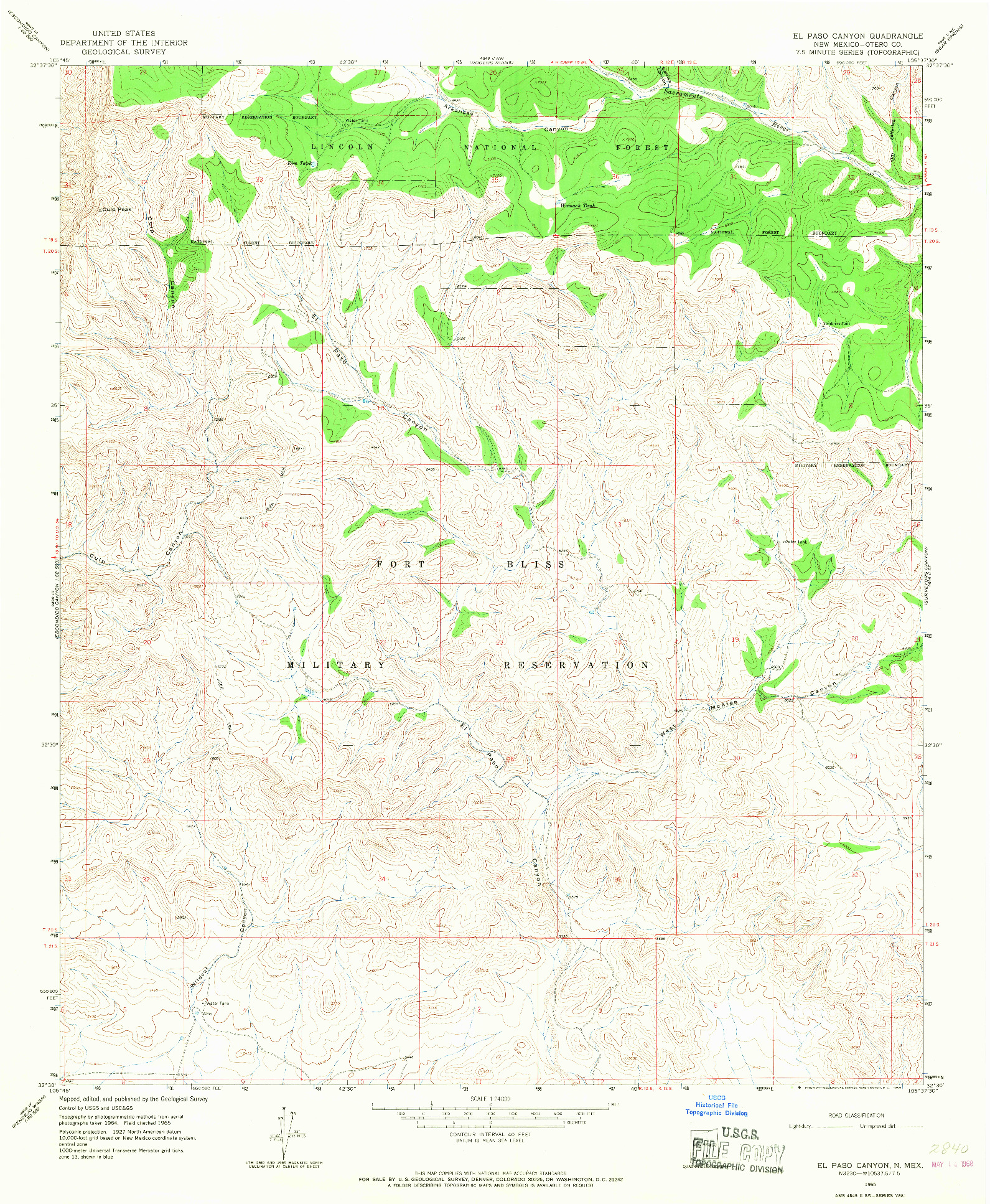 USGS 1:24000-SCALE QUADRANGLE FOR EL PASO CANYON, NM 1965