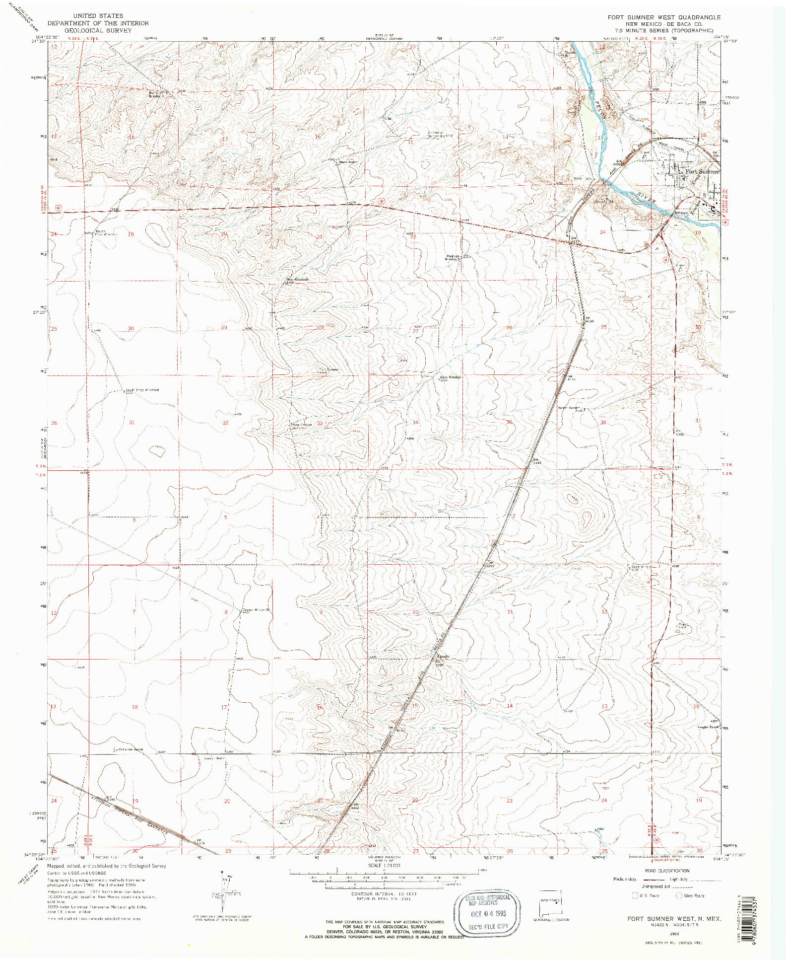 USGS 1:24000-SCALE QUADRANGLE FOR FORT SUMNER WEST, NM 1965