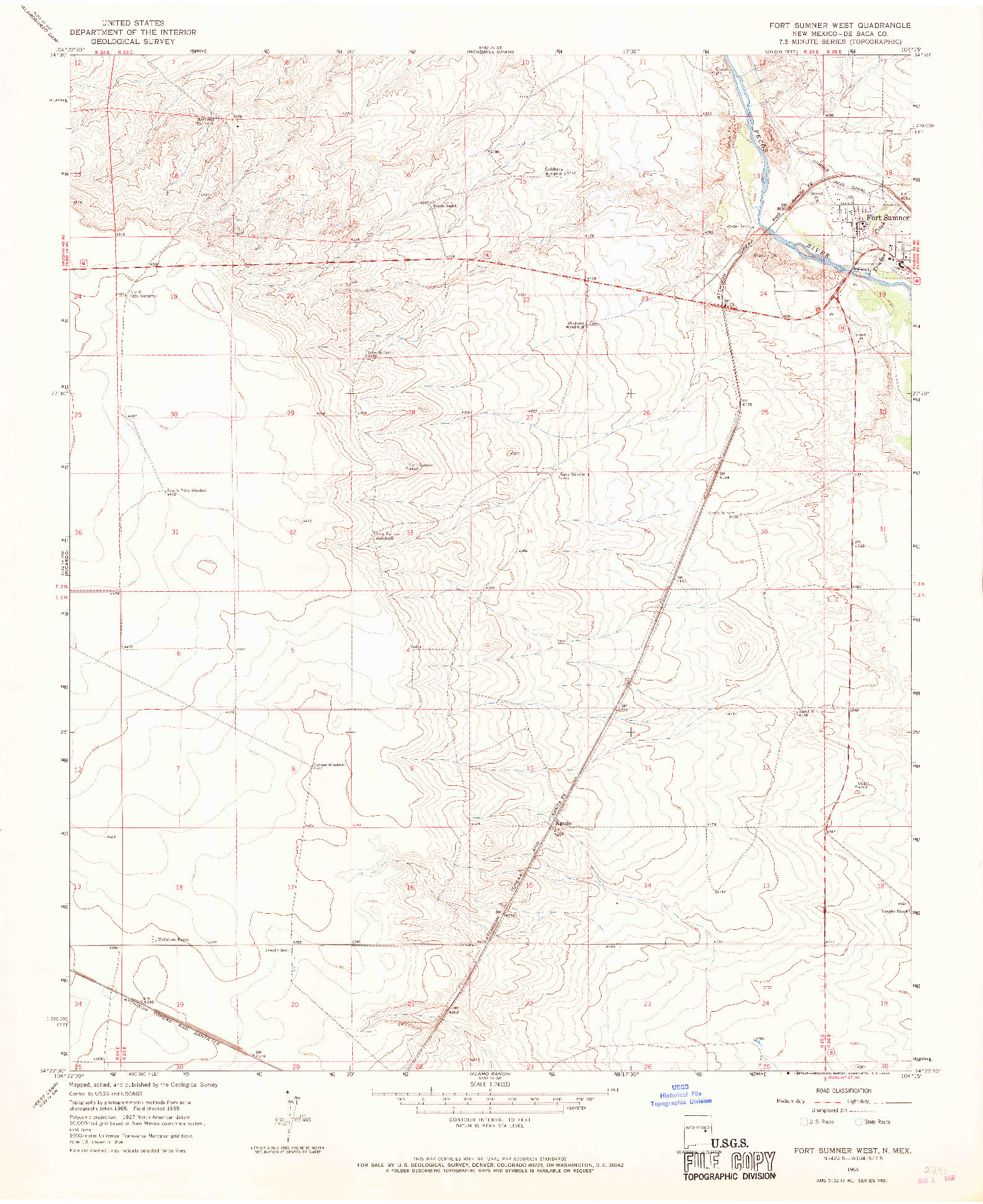 USGS 1:24000-SCALE QUADRANGLE FOR FORT SUMNER WEST, NM 1965
