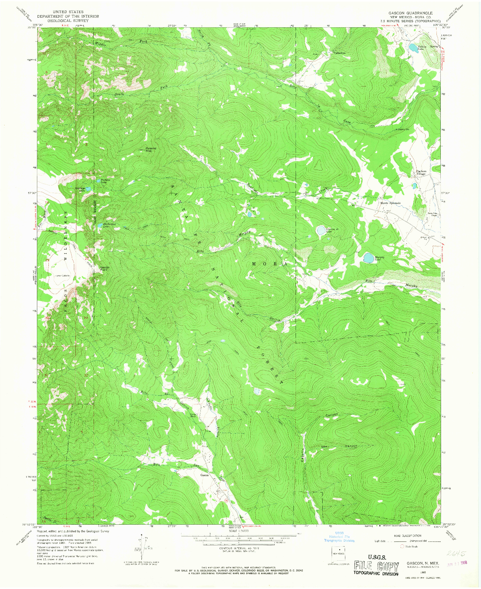 USGS 1:24000-SCALE QUADRANGLE FOR GASCON, NM 1965