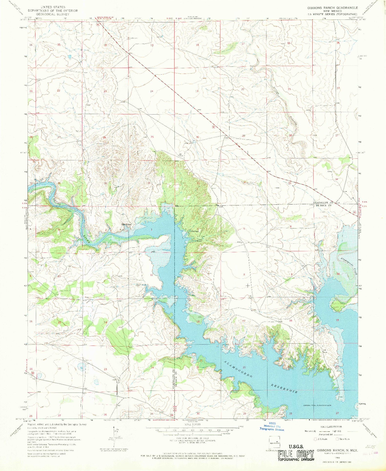 USGS 1:24000-SCALE QUADRANGLE FOR GIBBONS RANCH, NM 1966