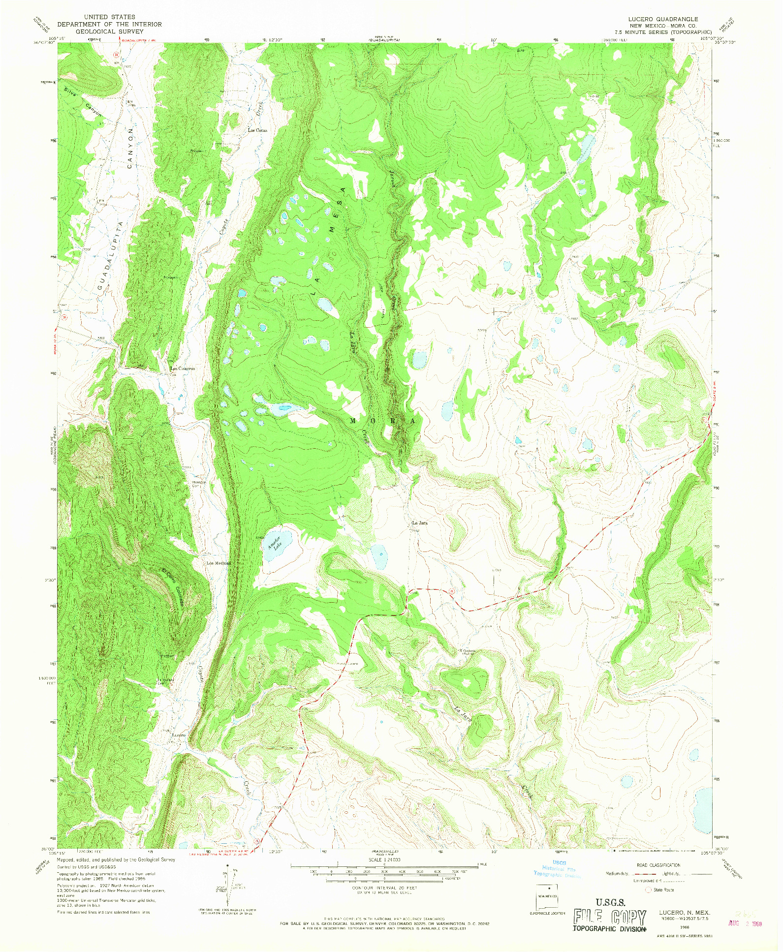 USGS 1:24000-SCALE QUADRANGLE FOR LUCERO, NM 1966
