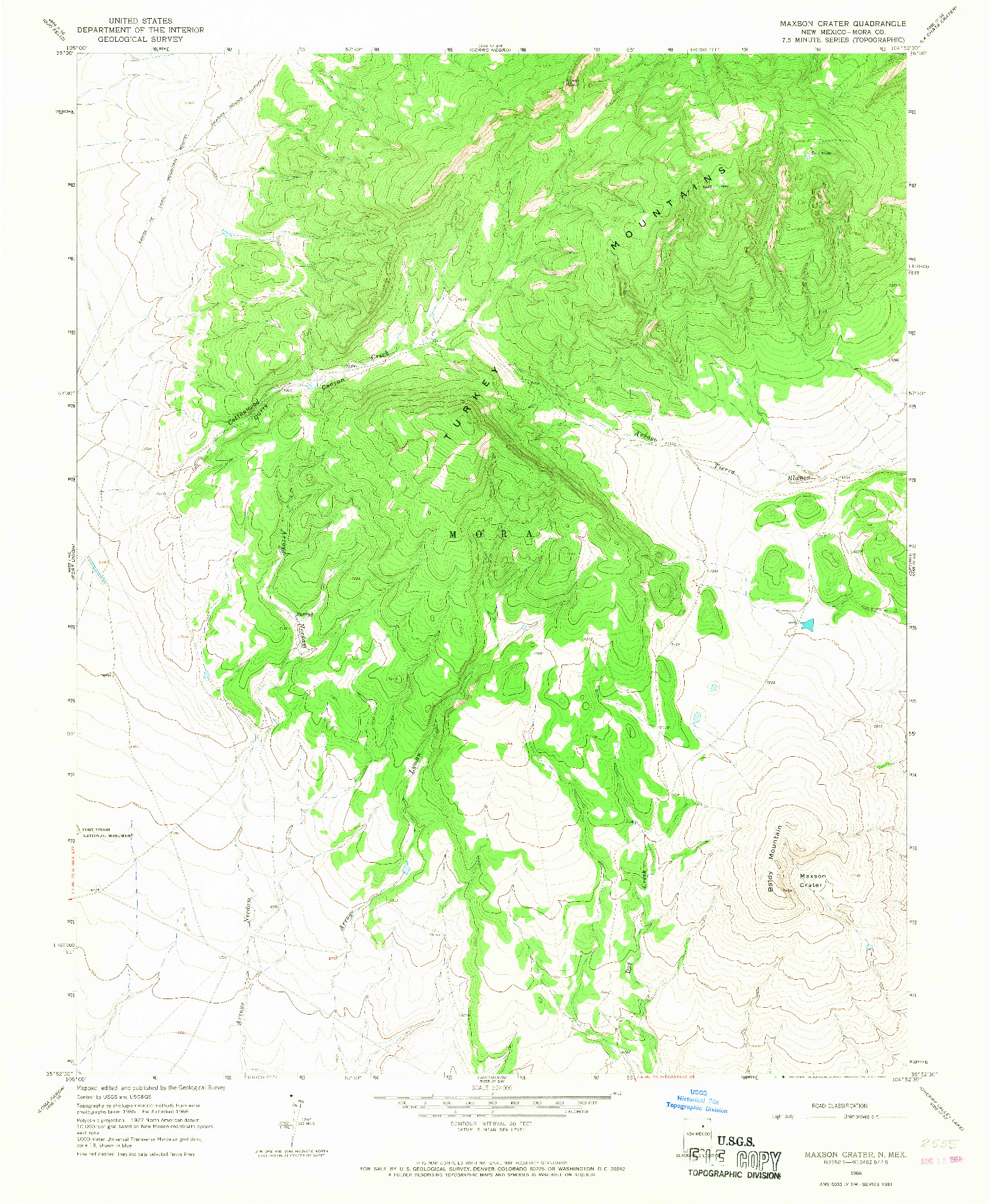 USGS 1:24000-SCALE QUADRANGLE FOR MAXSON CRATER, NM 1966