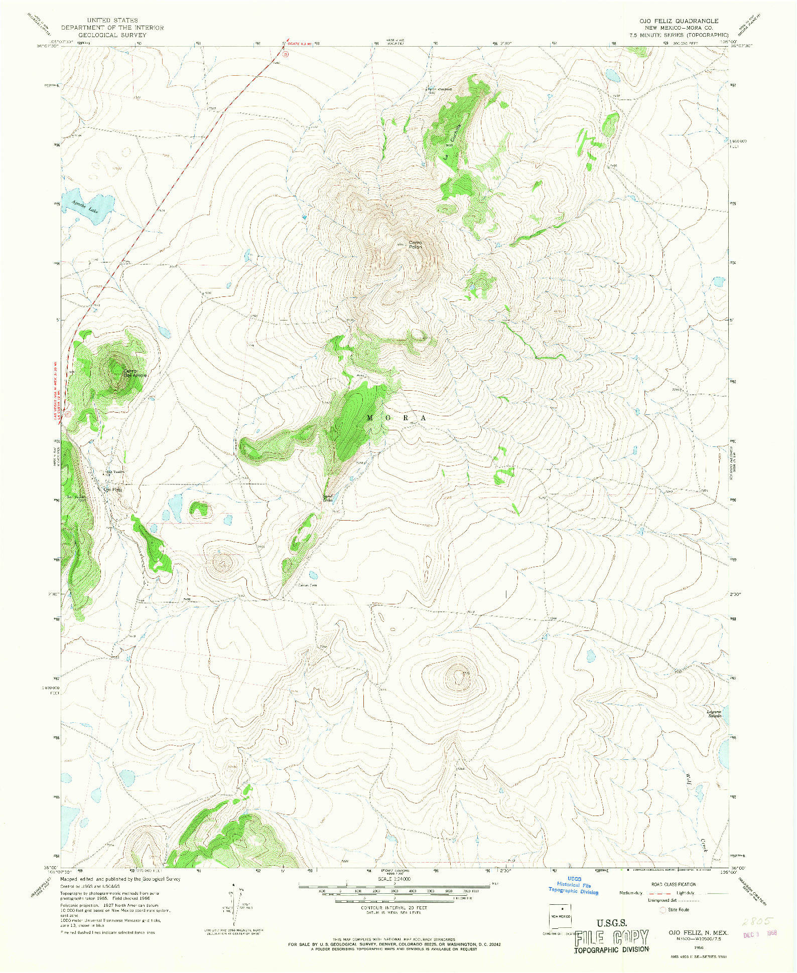 USGS 1:24000-SCALE QUADRANGLE FOR OJO FELIZ, NM 1966