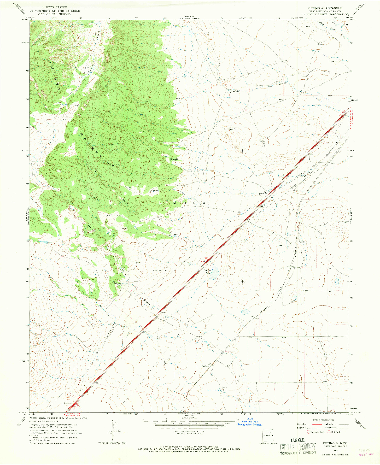 USGS 1:24000-SCALE QUADRANGLE FOR OPTIMO, NM 1966