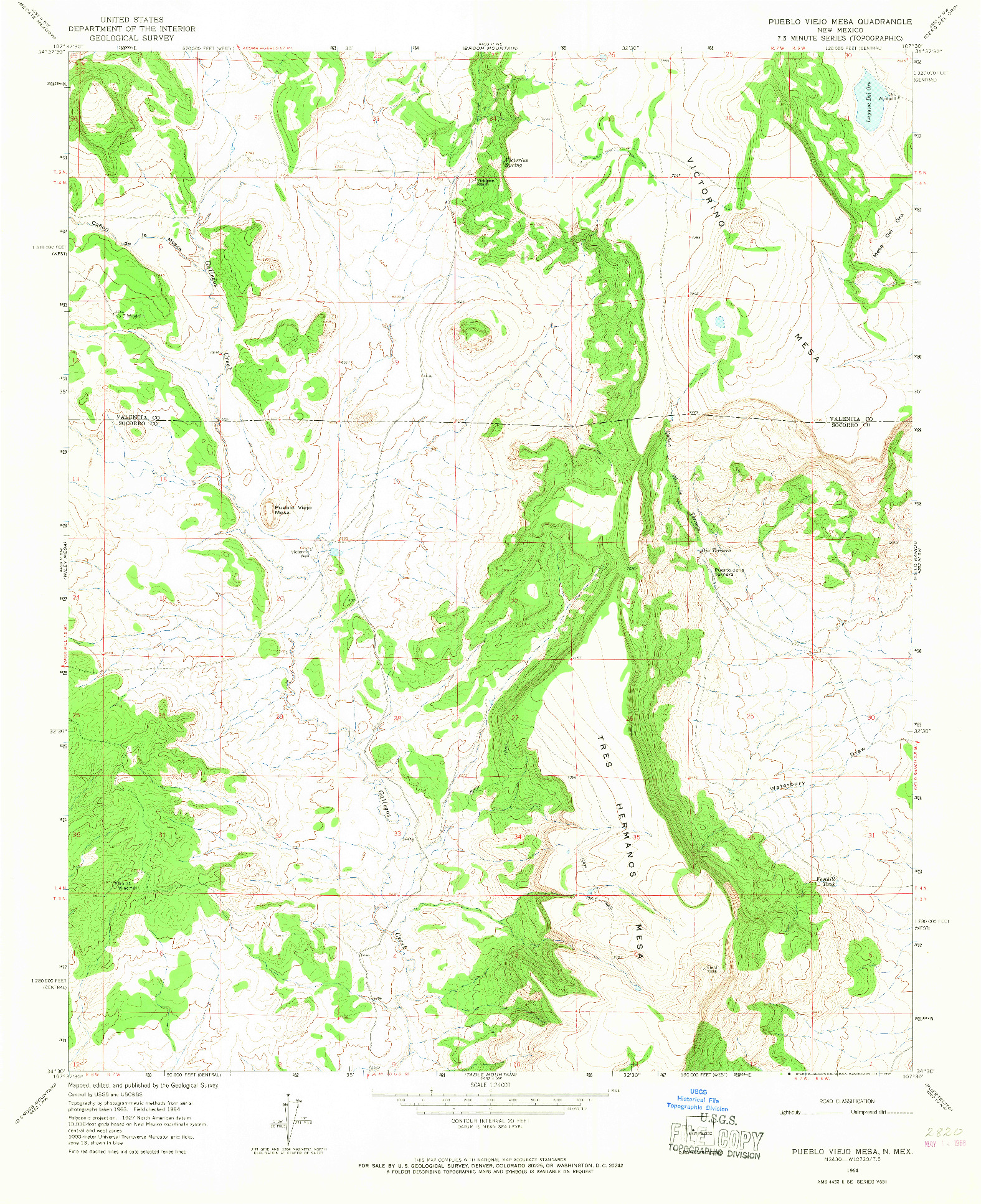 USGS 1:24000-SCALE QUADRANGLE FOR PUEBLO VIEJO MESA, NM 1964