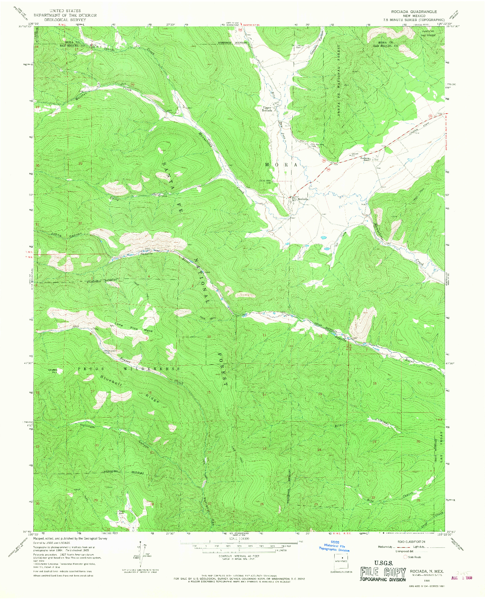 USGS 1:24000-SCALE QUADRANGLE FOR ROCIADA, NM 1965