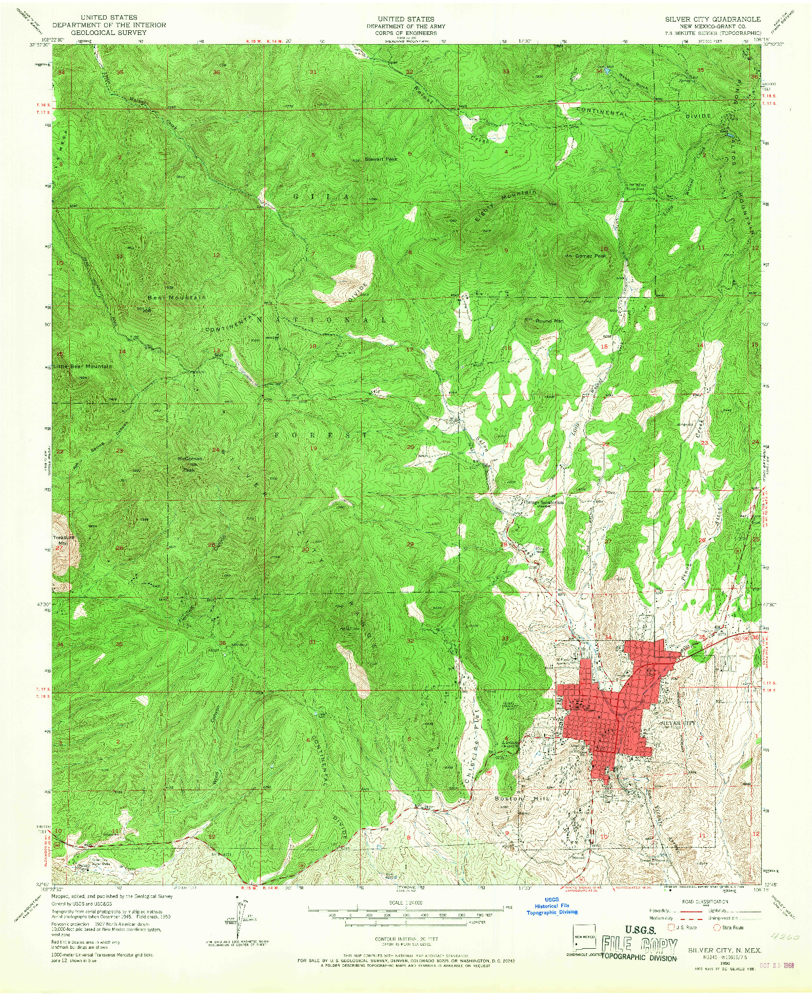 USGS 1:24000-SCALE QUADRANGLE FOR SILVER CITY, NM 1950