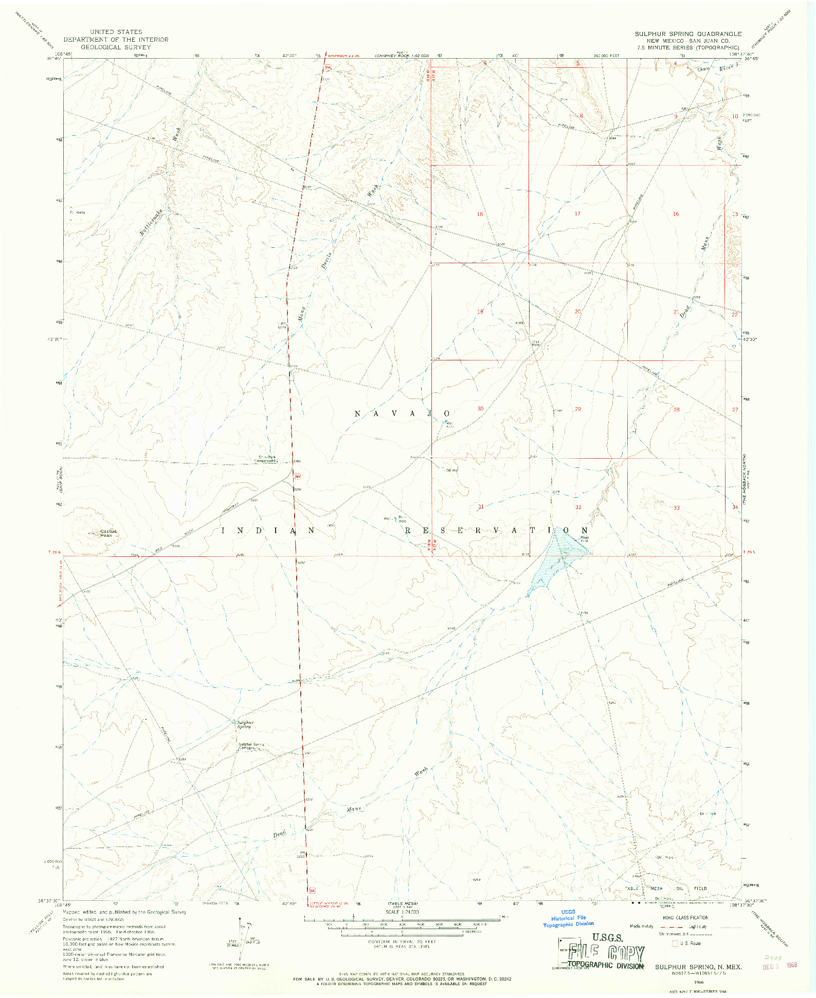 USGS 1:24000-SCALE QUADRANGLE FOR SULPHUR SPRING, NM 1966