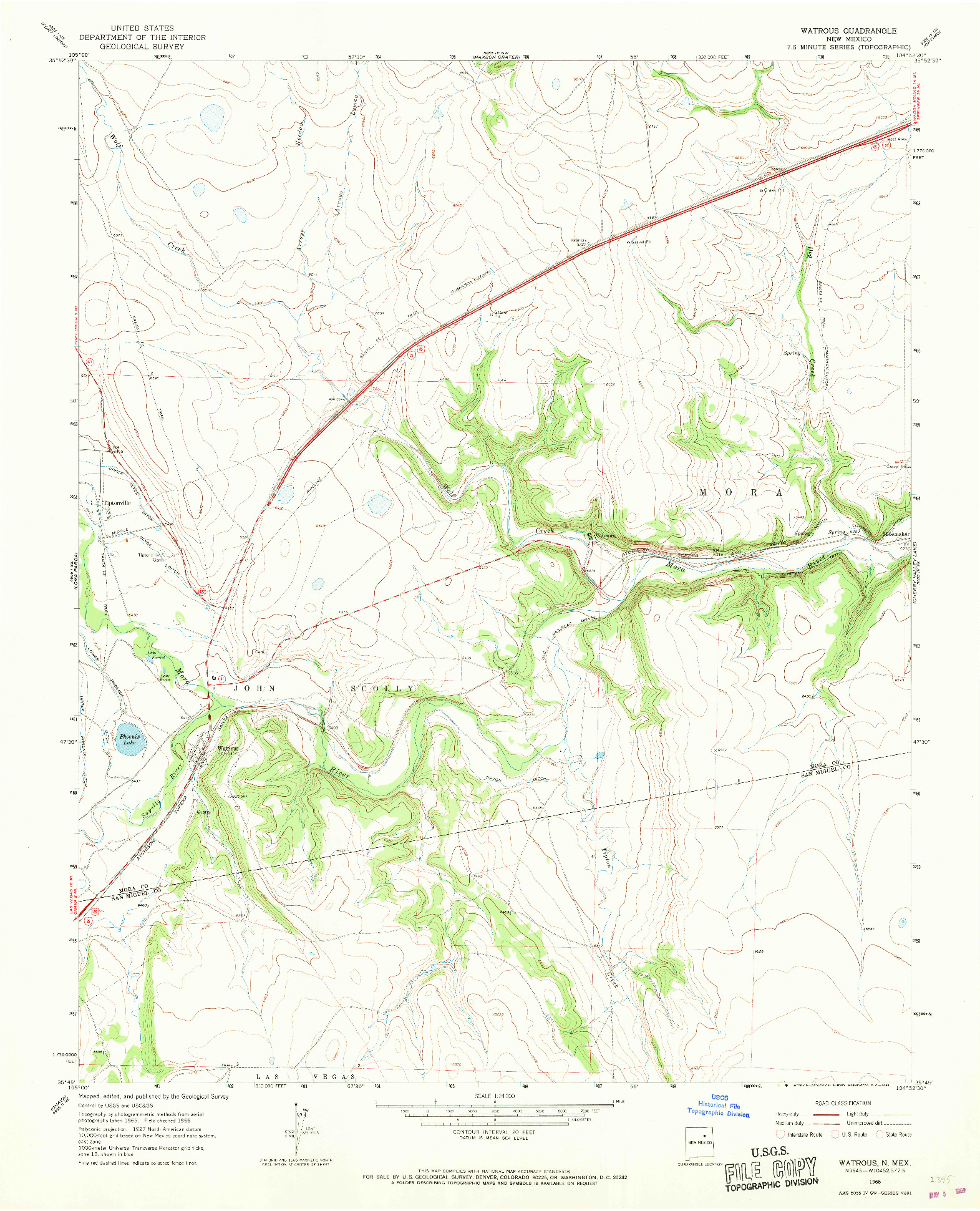 USGS 1:24000-SCALE QUADRANGLE FOR WATROUS, NM 1966