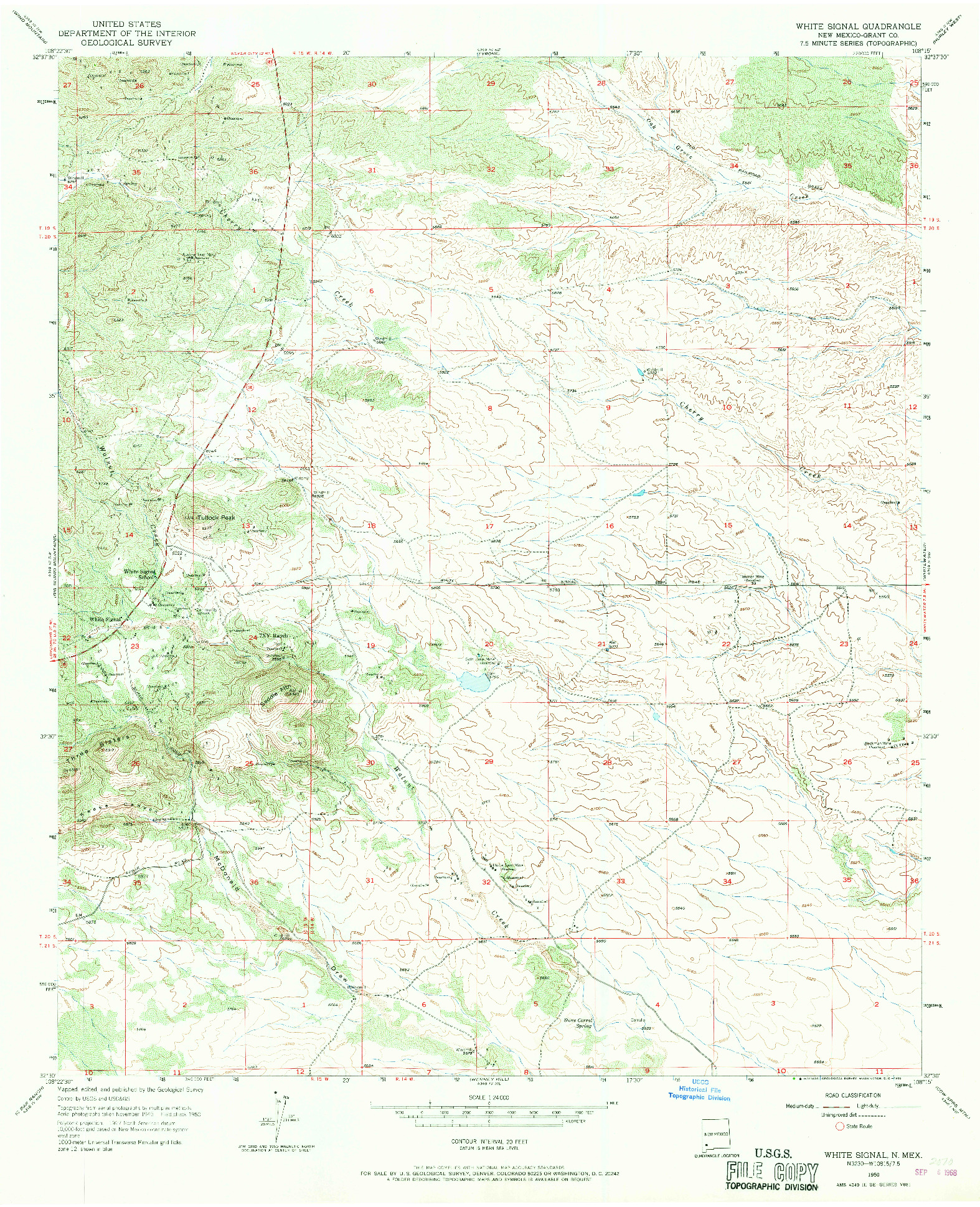 USGS 1:24000-SCALE QUADRANGLE FOR WHITE SIGNAL, NM 1950