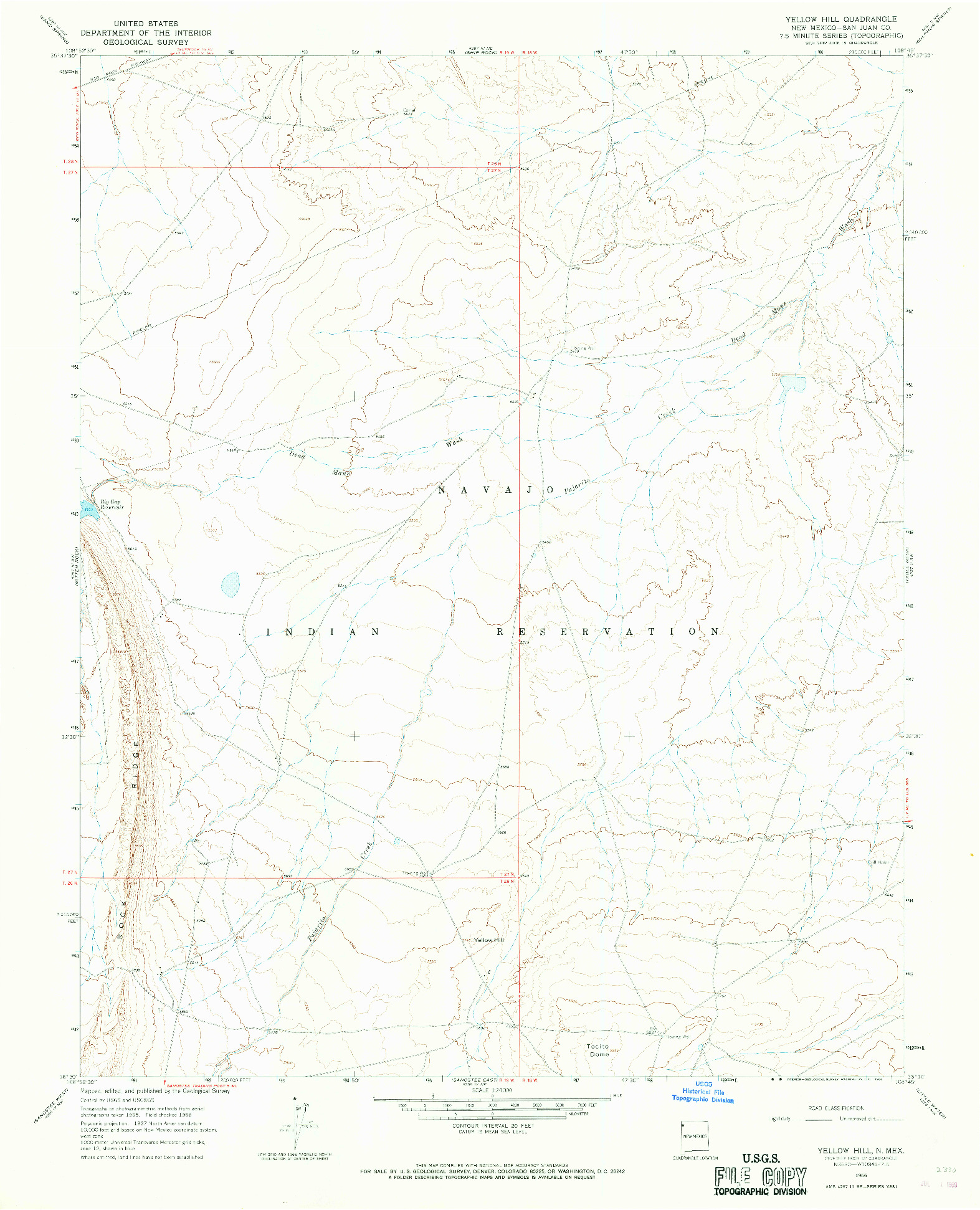 USGS 1:24000-SCALE QUADRANGLE FOR YELLOW HILL, NM 1966