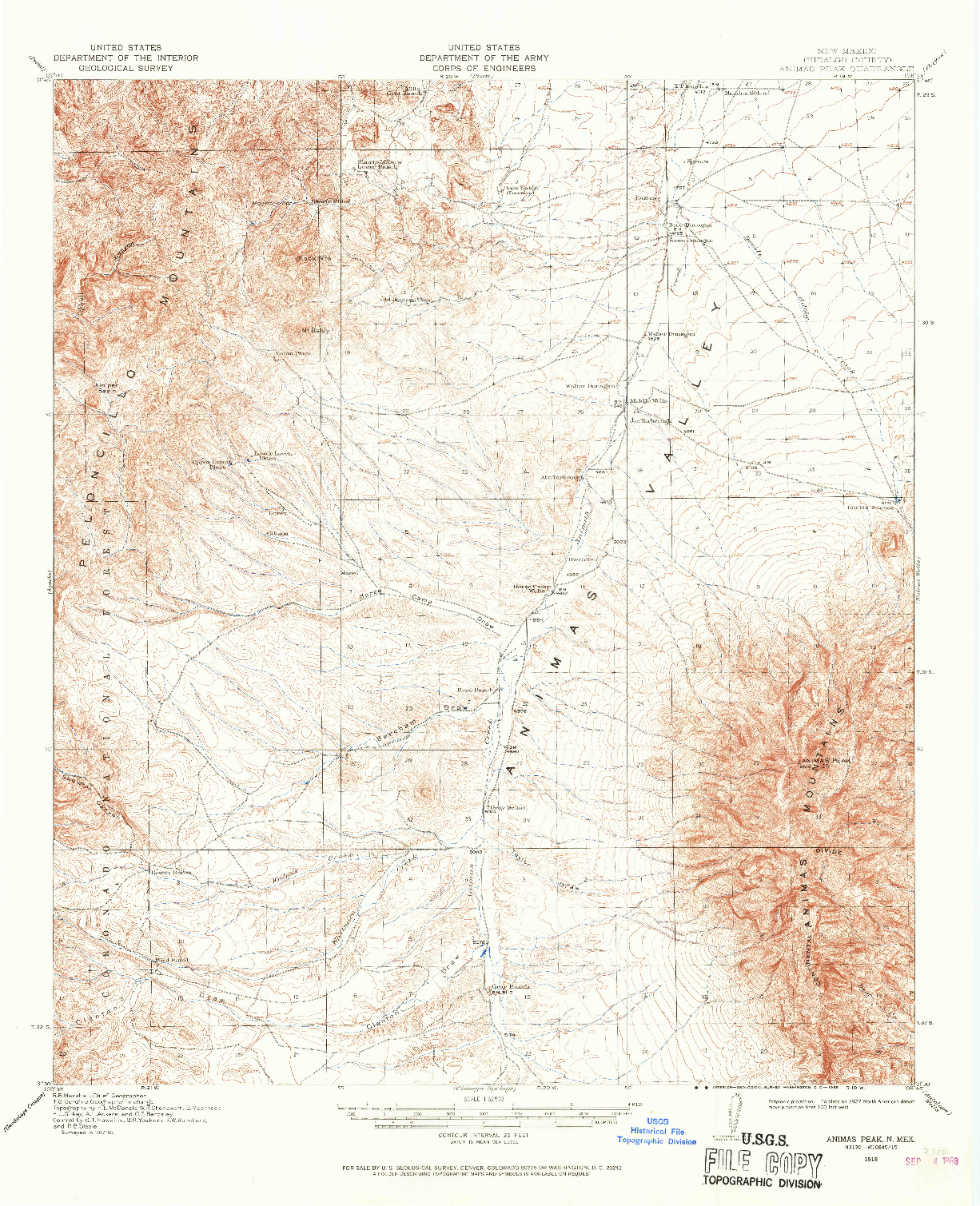 USGS 1:62500-SCALE QUADRANGLE FOR ANIMAS PEAK, NM 1918