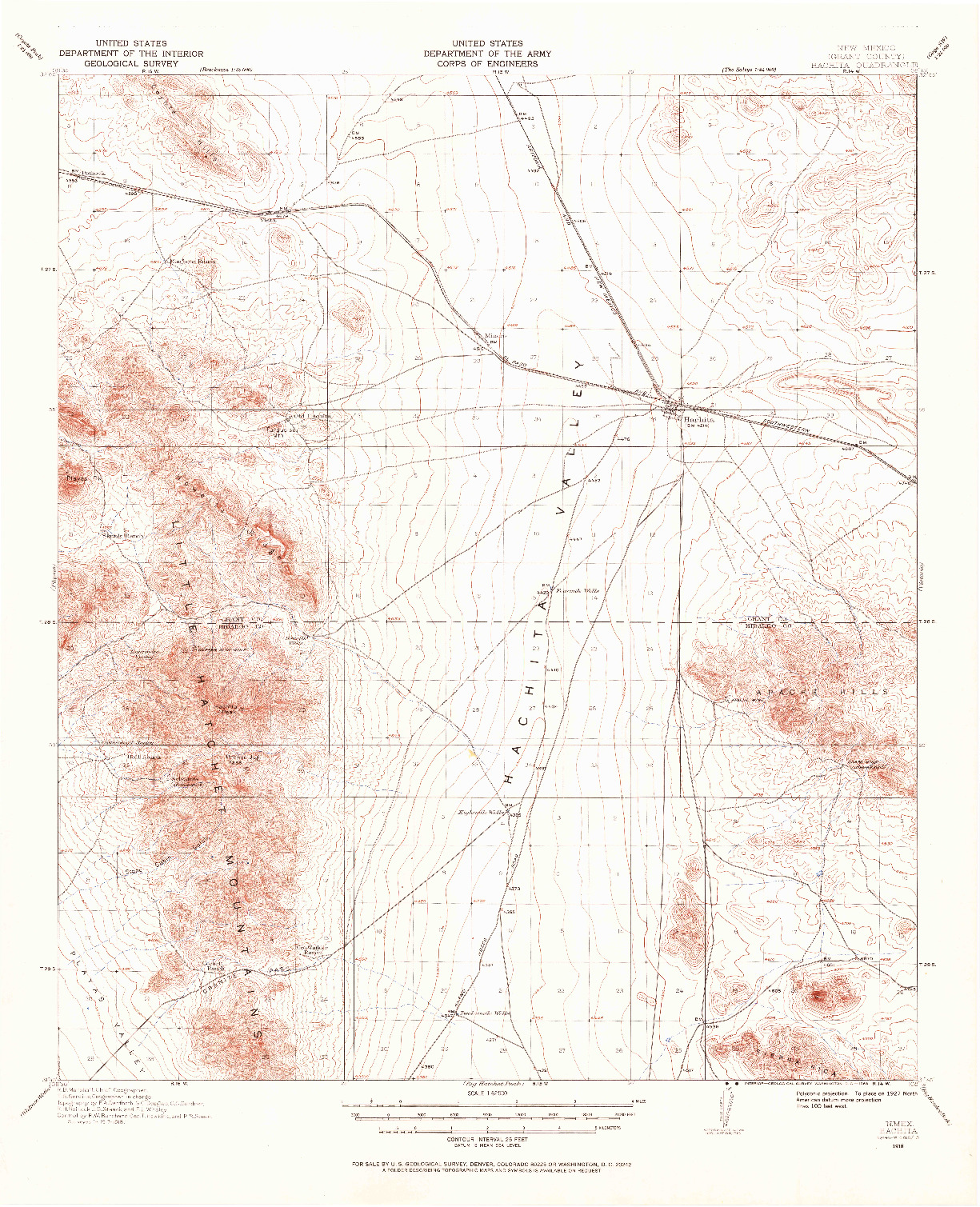 USGS 1:62500-SCALE QUADRANGLE FOR HACHITA, NM 1918