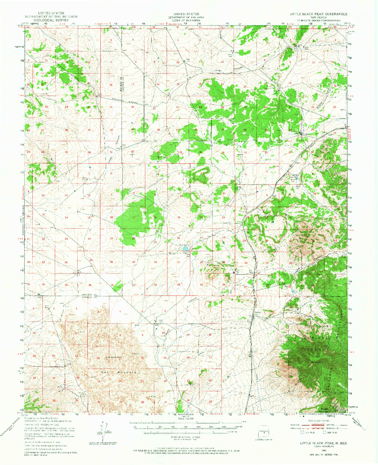 USGS 1:62500-SCALE QUADRANGLE FOR LITTLE BLACK PEAK, NM 1950