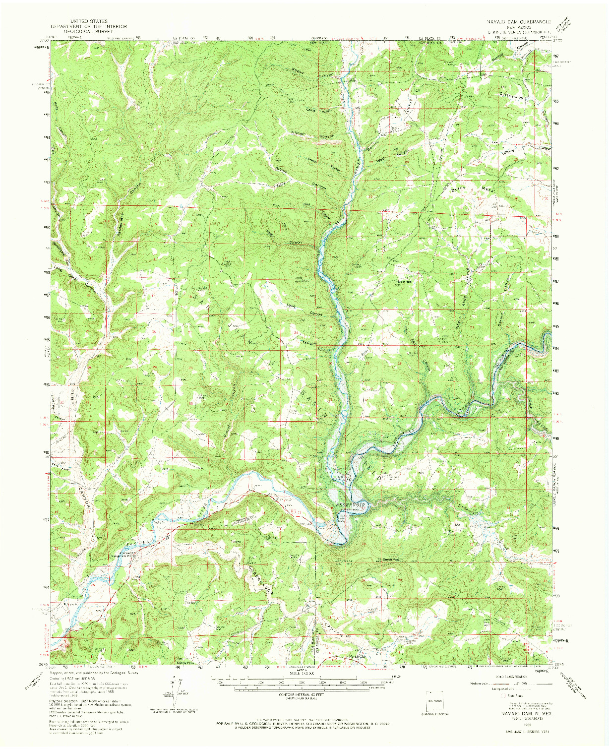 USGS 1:62500-SCALE QUADRANGLE FOR NAVAJO DAM, NM 1959