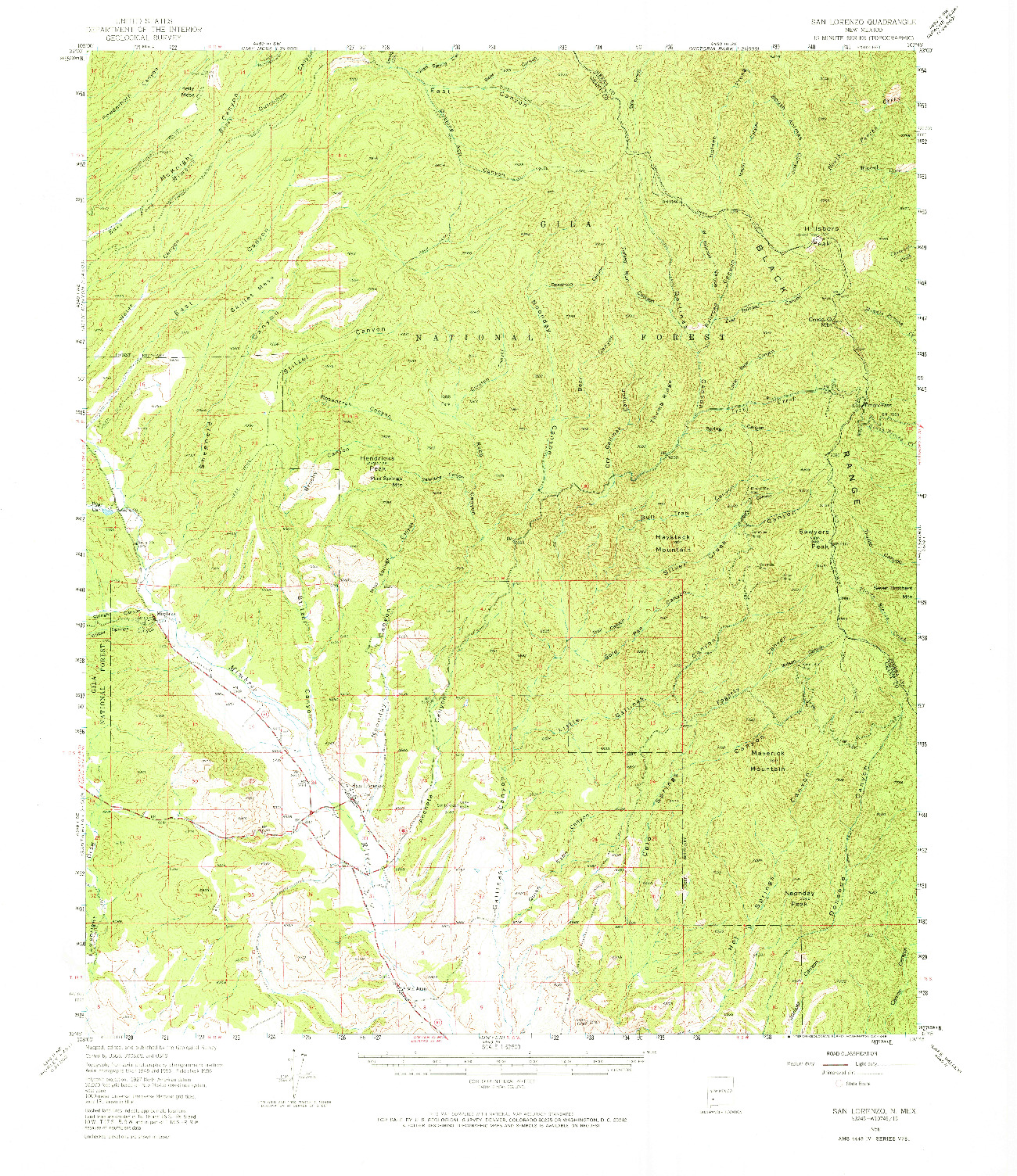 USGS 1:62500-SCALE QUADRANGLE FOR SAN LORENZO, NM 1956