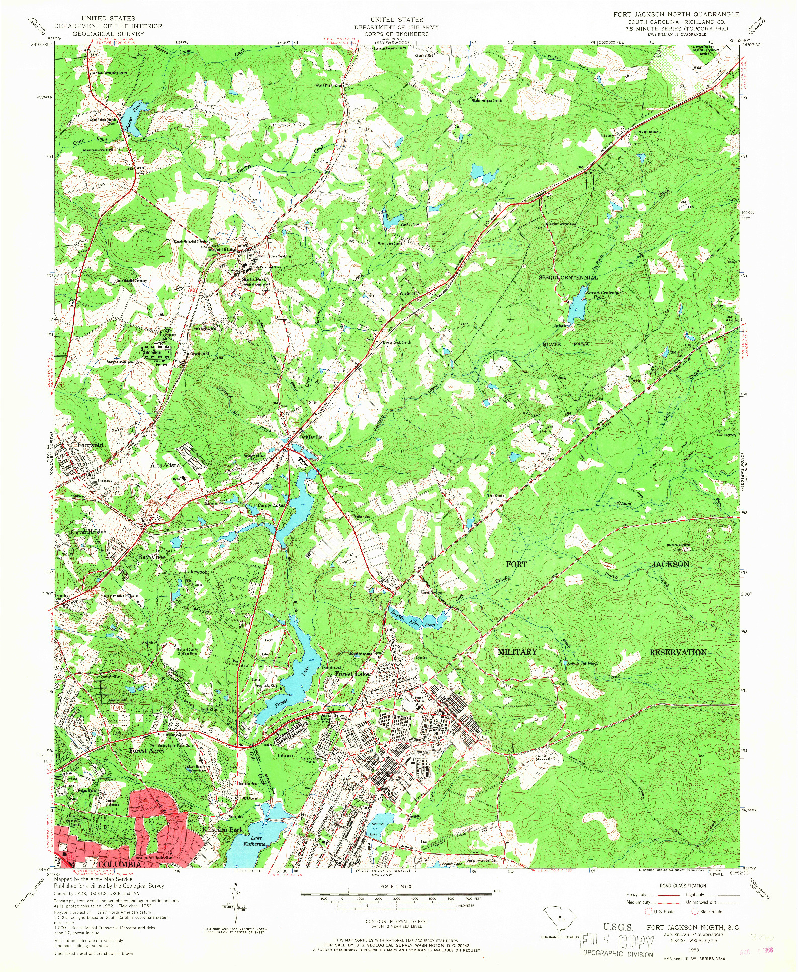 USGS 1:24000-SCALE QUADRANGLE FOR FORT JACKSON NORTH, SC 1953