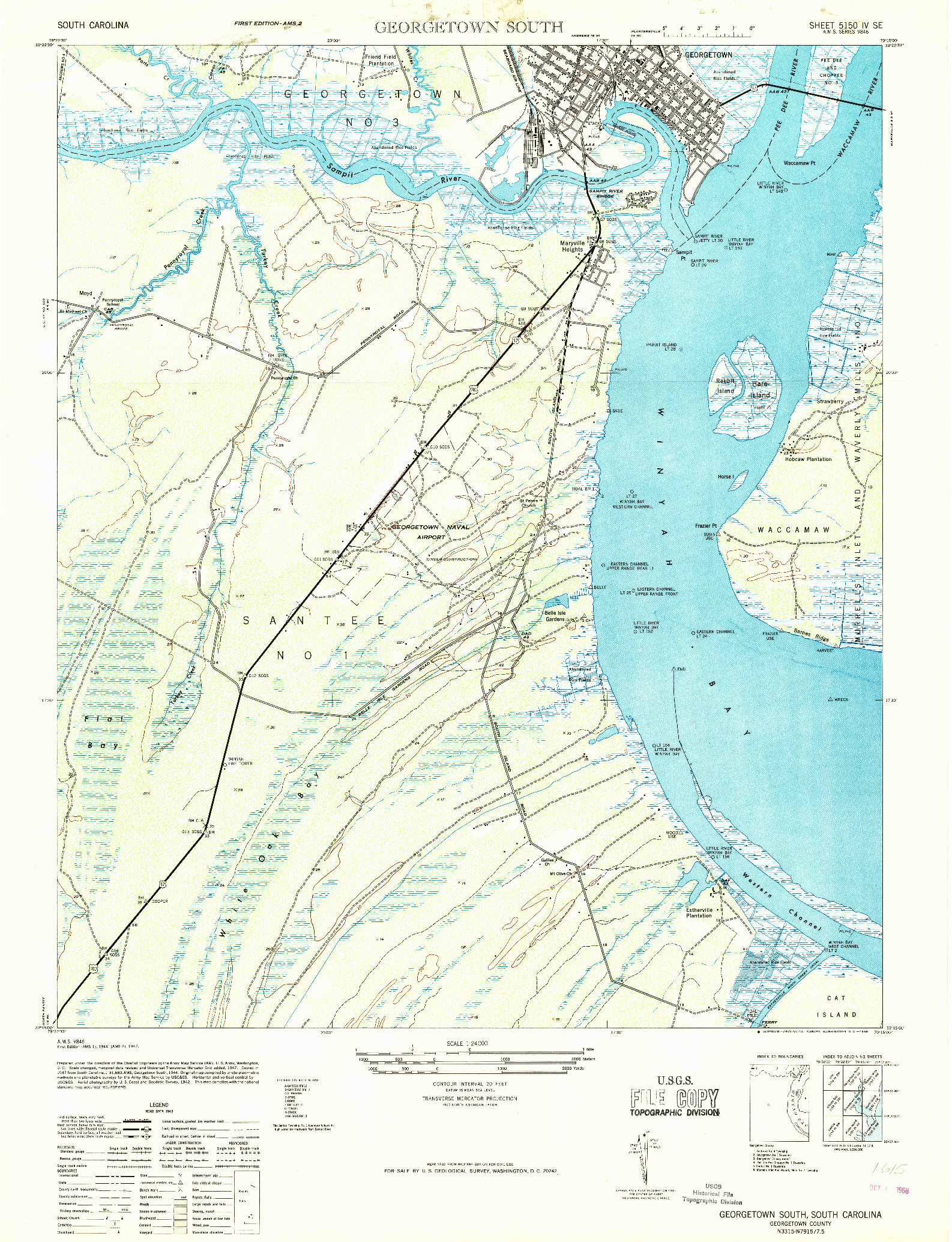 USGS 1:24000-SCALE QUADRANGLE FOR GEORGETOWN SOUTH, SC 1968