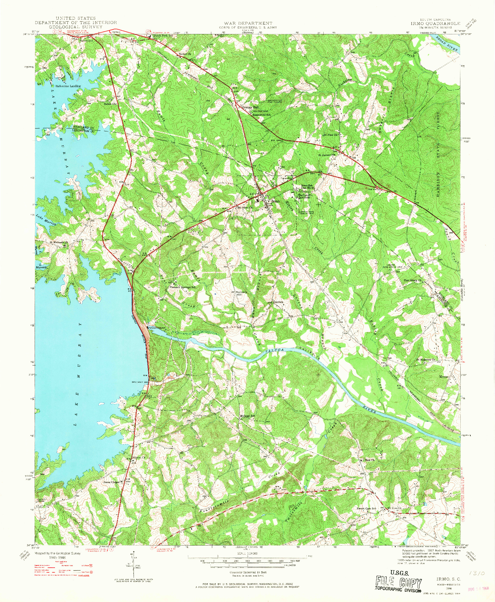 USGS 1:24000-SCALE QUADRANGLE FOR IRMO, SC 1946