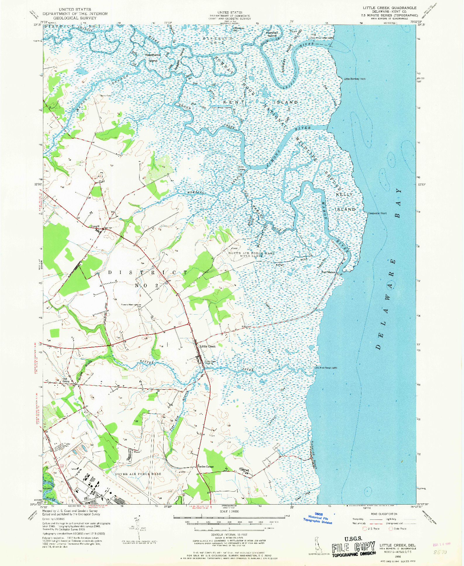 USGS 1:24000-SCALE QUADRANGLE FOR LITTLE CREEK, DE 1956