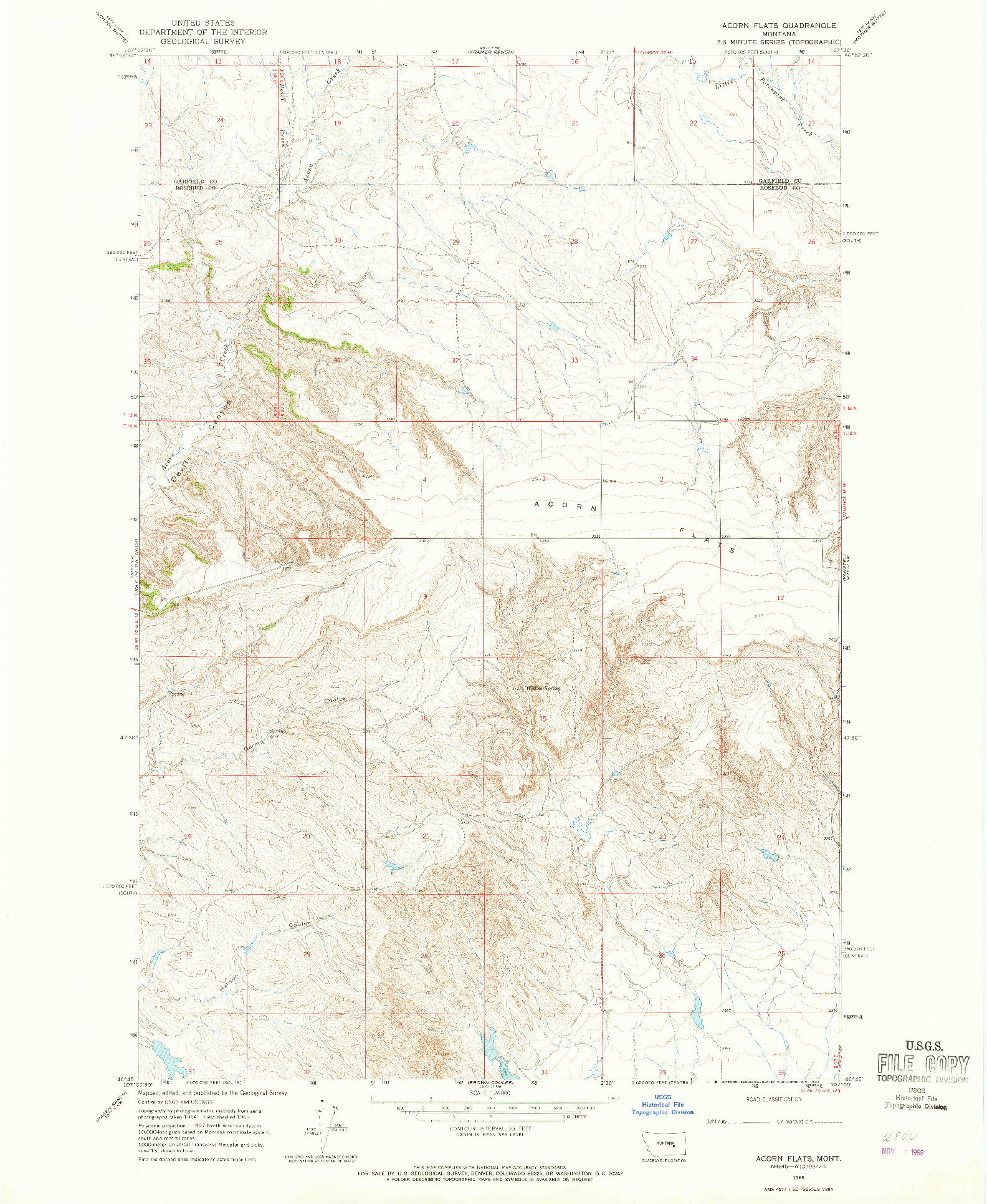 USGS 1:24000-SCALE QUADRANGLE FOR ACORN FLATS, MT 1965