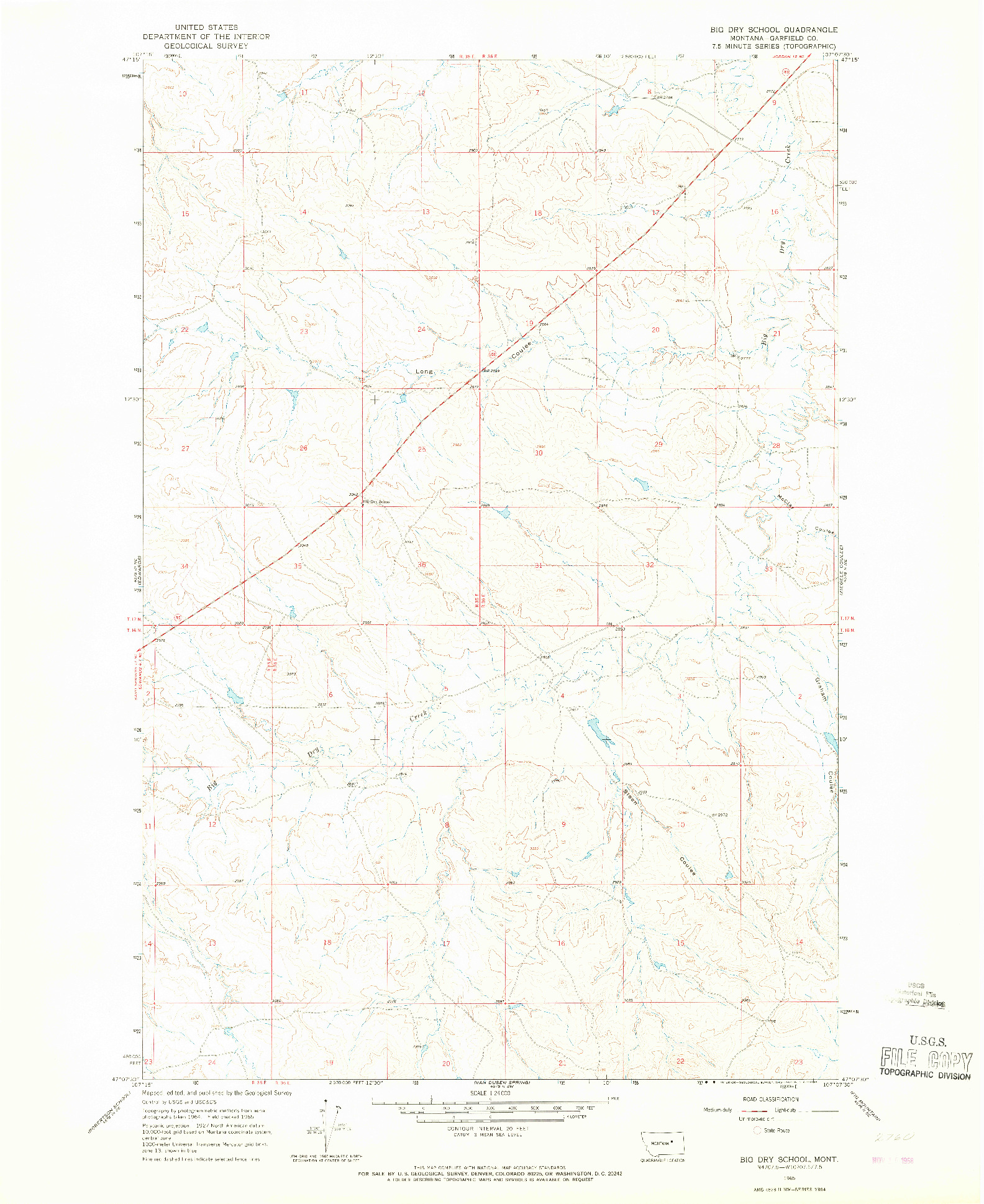 USGS 1:24000-SCALE QUADRANGLE FOR BIG DRY SCHOOL, MT 1965
