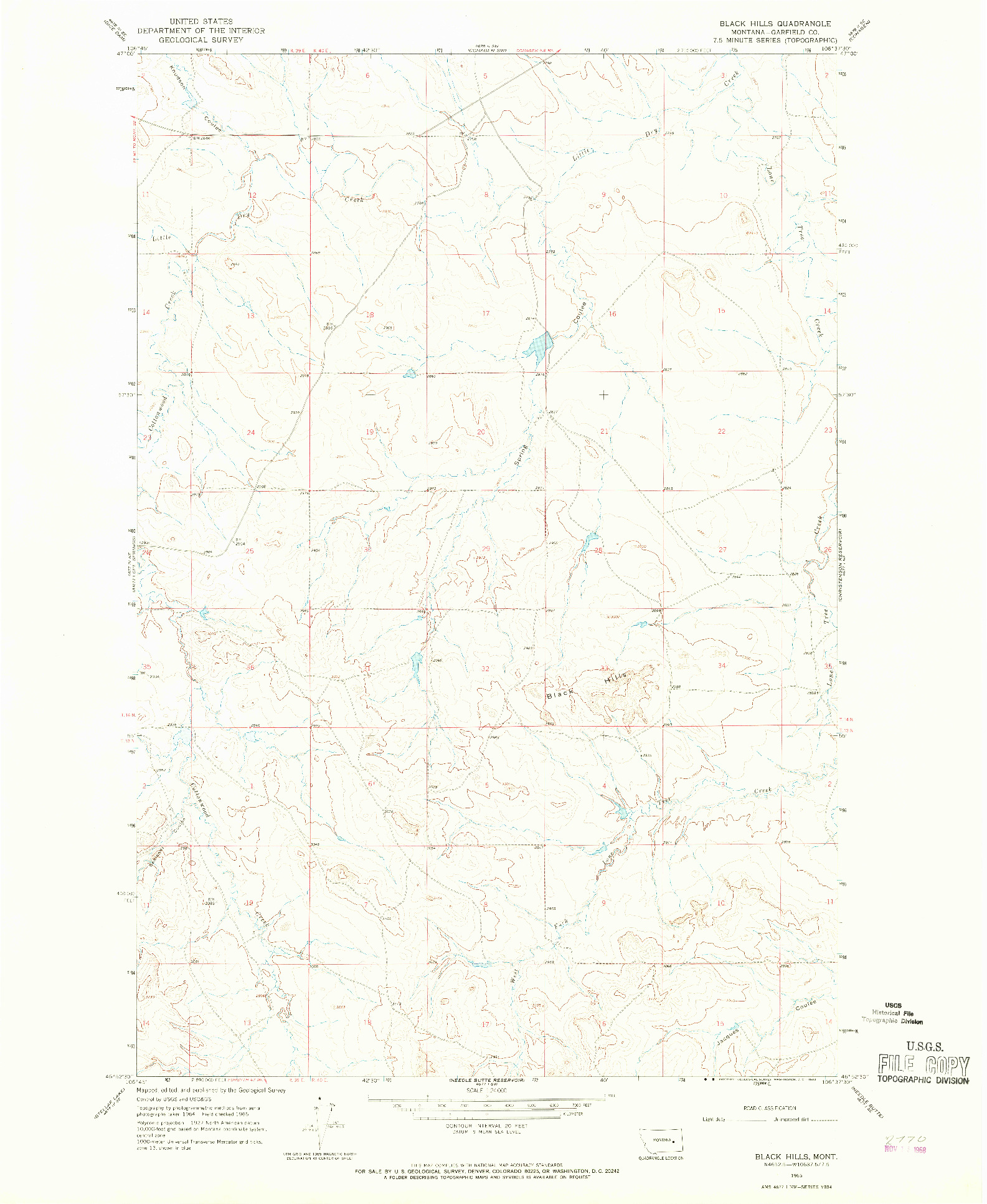 USGS 1:24000-SCALE QUADRANGLE FOR BLACK HILLS, MT 1965
