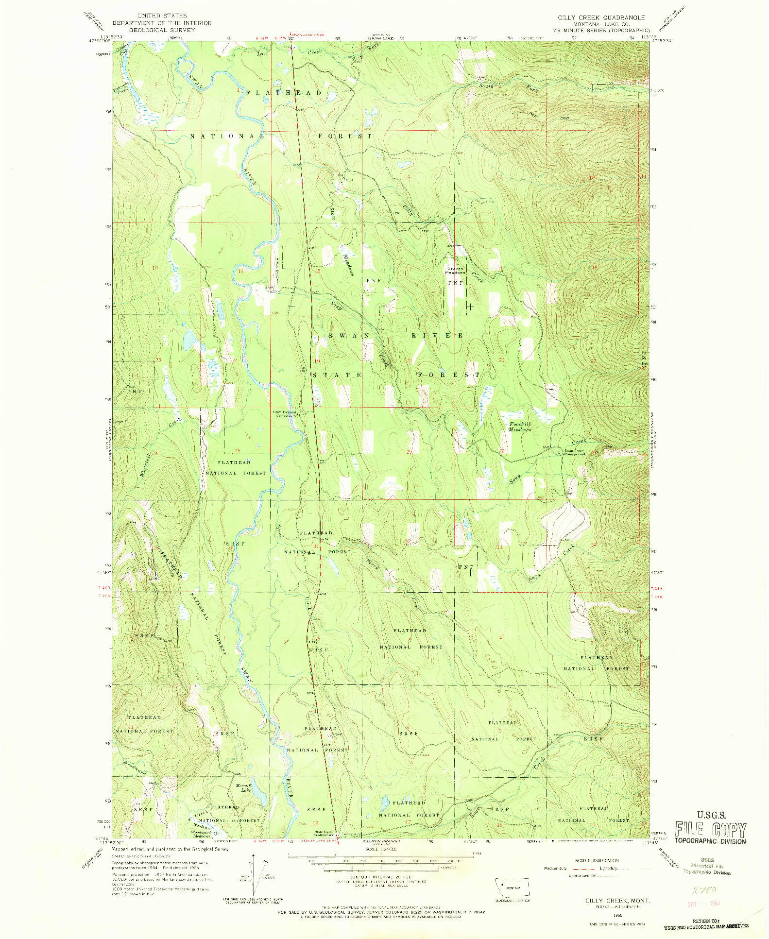 USGS 1:24000-SCALE QUADRANGLE FOR CILLY CREEK, MT 1965