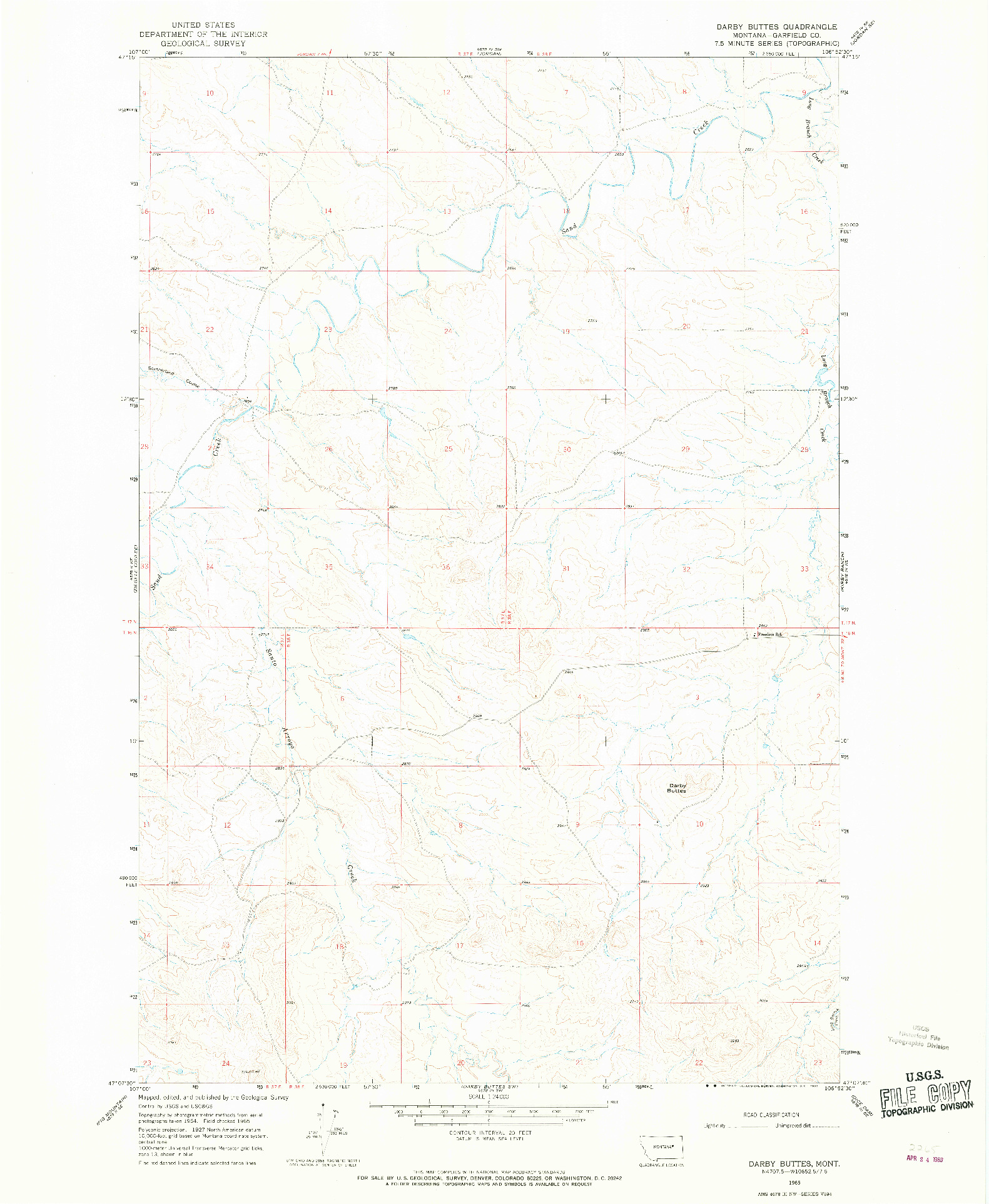 USGS 1:24000-SCALE QUADRANGLE FOR DARBY BUTTES, MT 1965