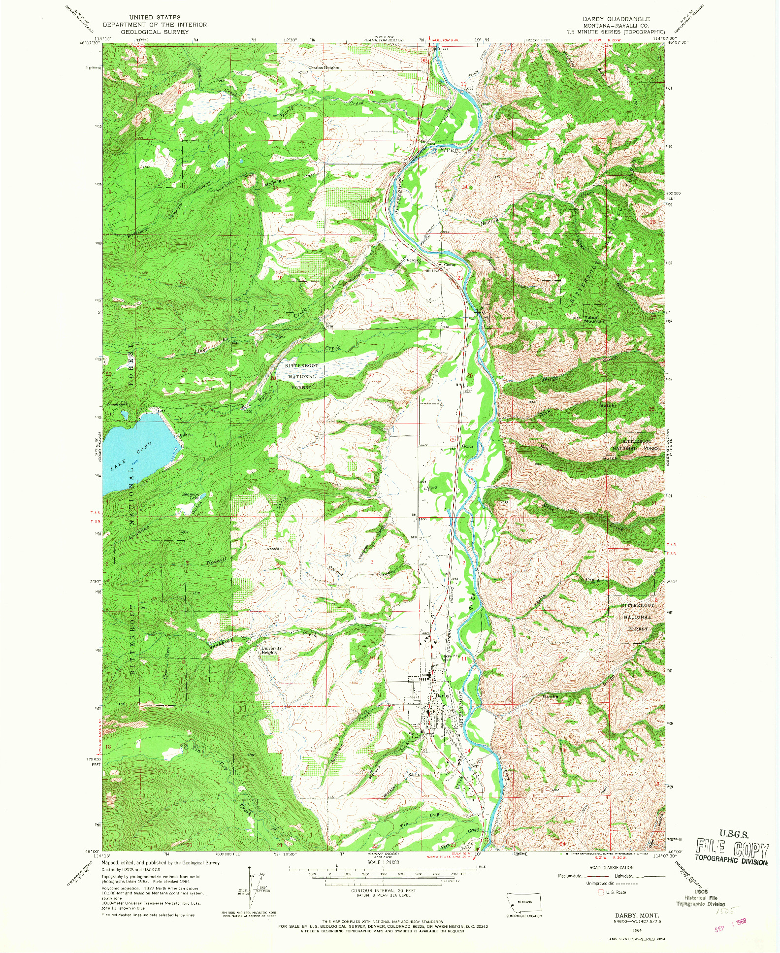 USGS 1:24000-SCALE QUADRANGLE FOR DARBY, MT 1964