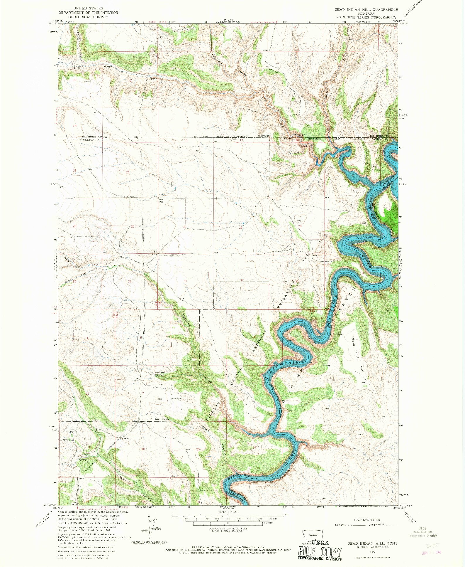 USGS 1:24000-SCALE QUADRANGLE FOR DEAD INDIAN HILL, MT 1964