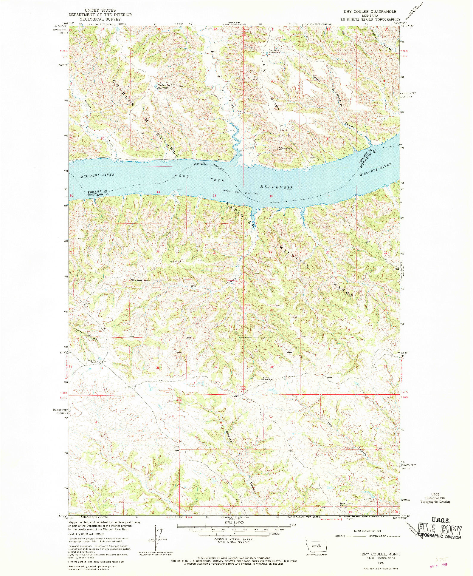 USGS 1:24000-SCALE QUADRANGLE FOR DRY COULEE, MT 1965