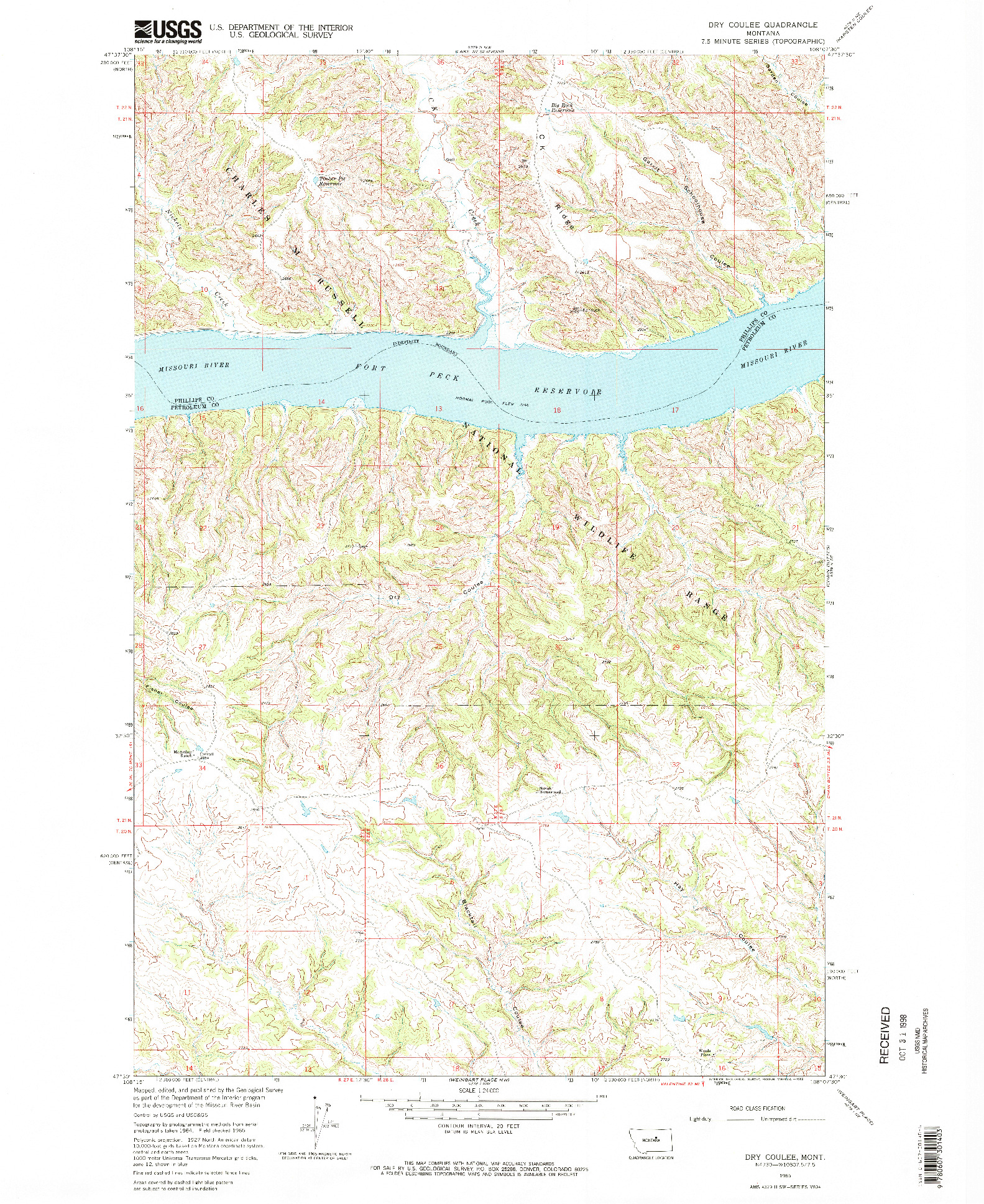 USGS 1:24000-SCALE QUADRANGLE FOR DRY COULEE, MT 1965