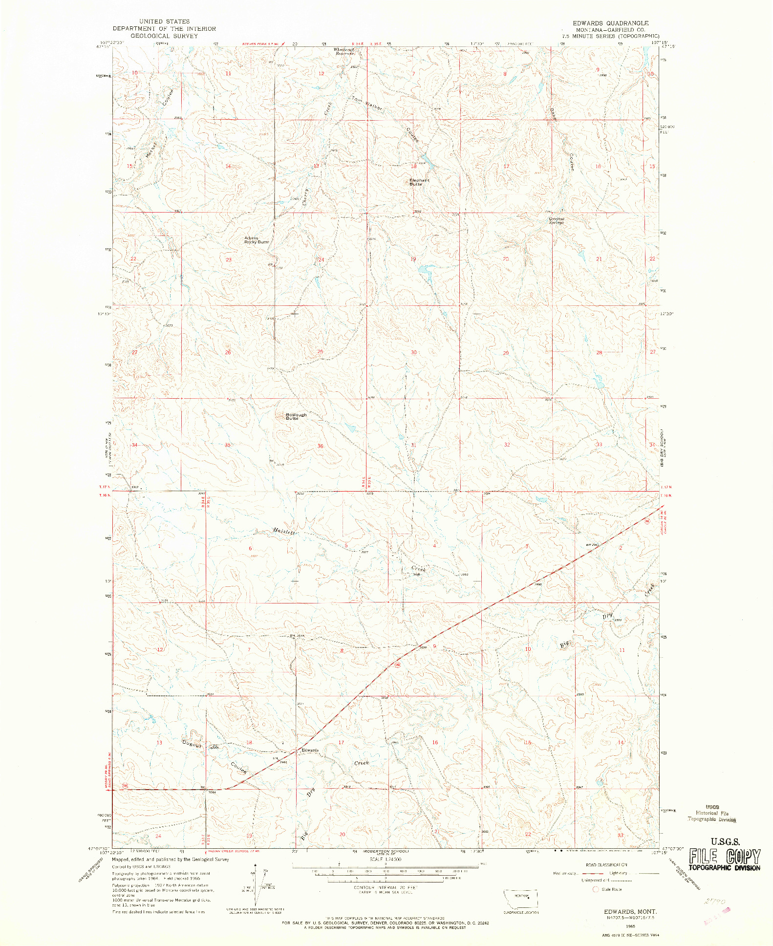 USGS 1:24000-SCALE QUADRANGLE FOR EDWARDS, MT 1965