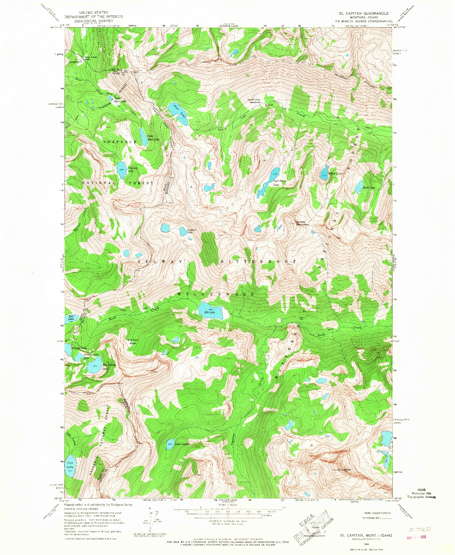 USGS 1:24000-SCALE QUADRANGLE FOR EL CAPITAN, MT 1964