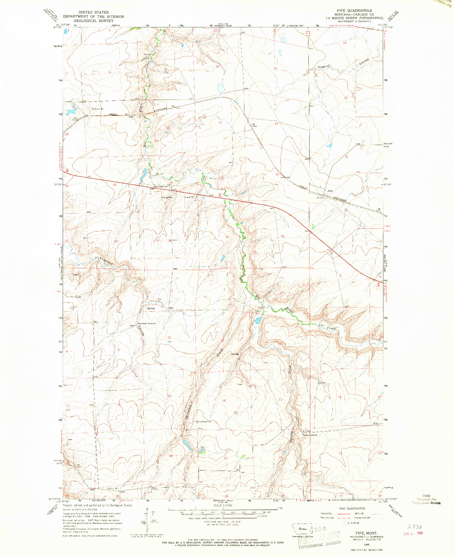USGS 1:24000-SCALE QUADRANGLE FOR FIFE, MT 1965