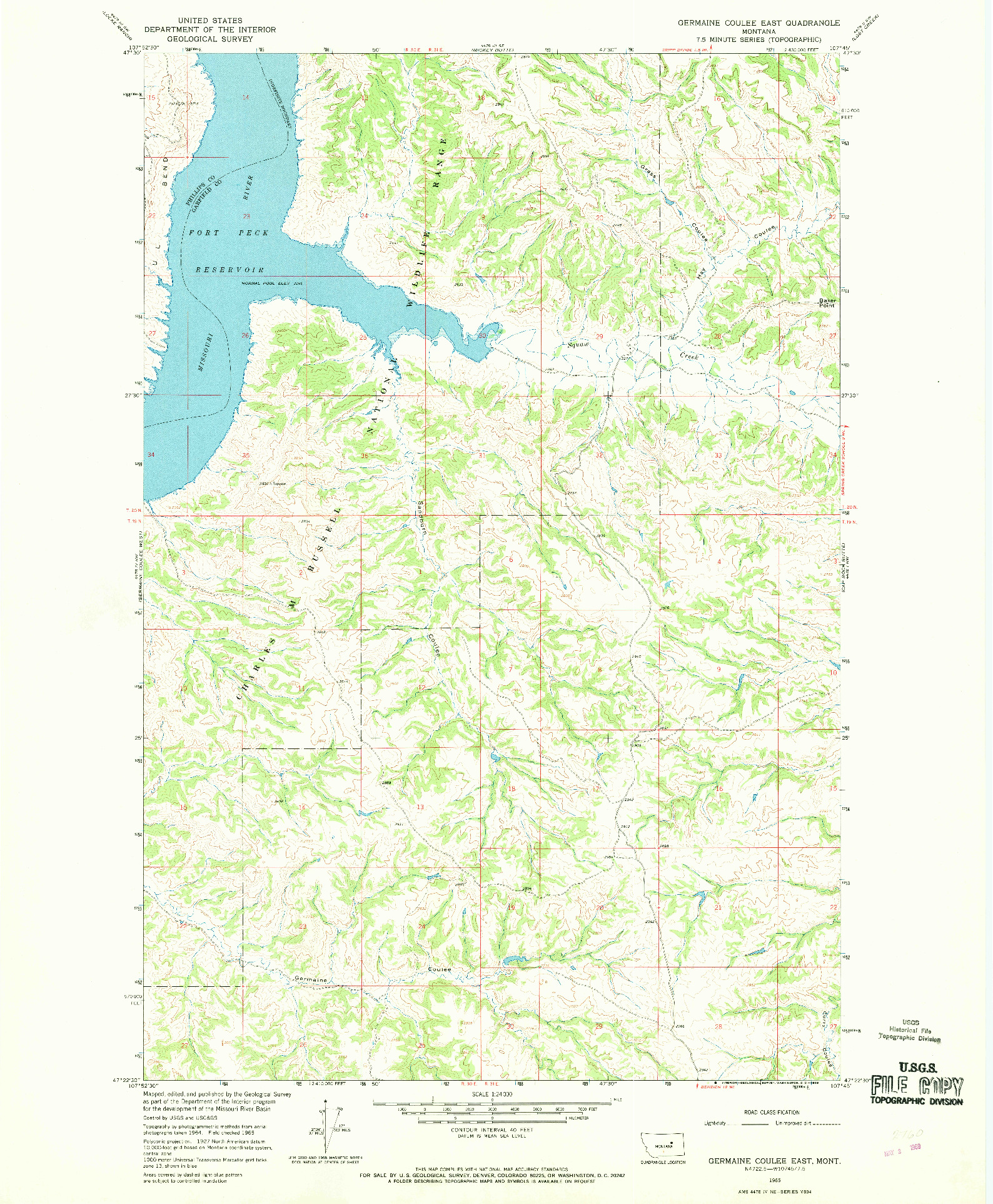 USGS 1:24000-SCALE QUADRANGLE FOR GERMAINE COULEE EAST, MT 1965
