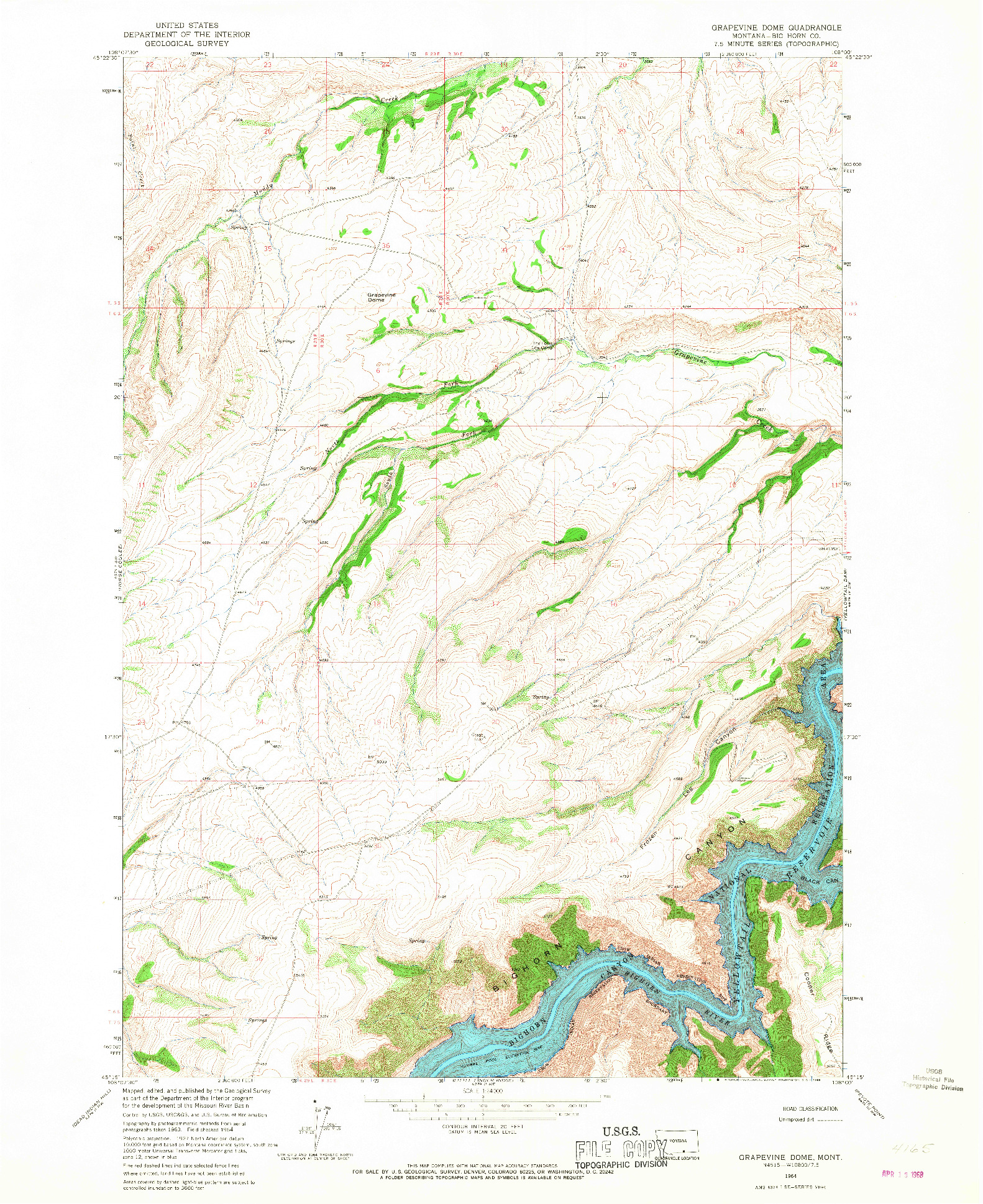 USGS 1:24000-SCALE QUADRANGLE FOR GRAPEVINE DOME, MT 1964