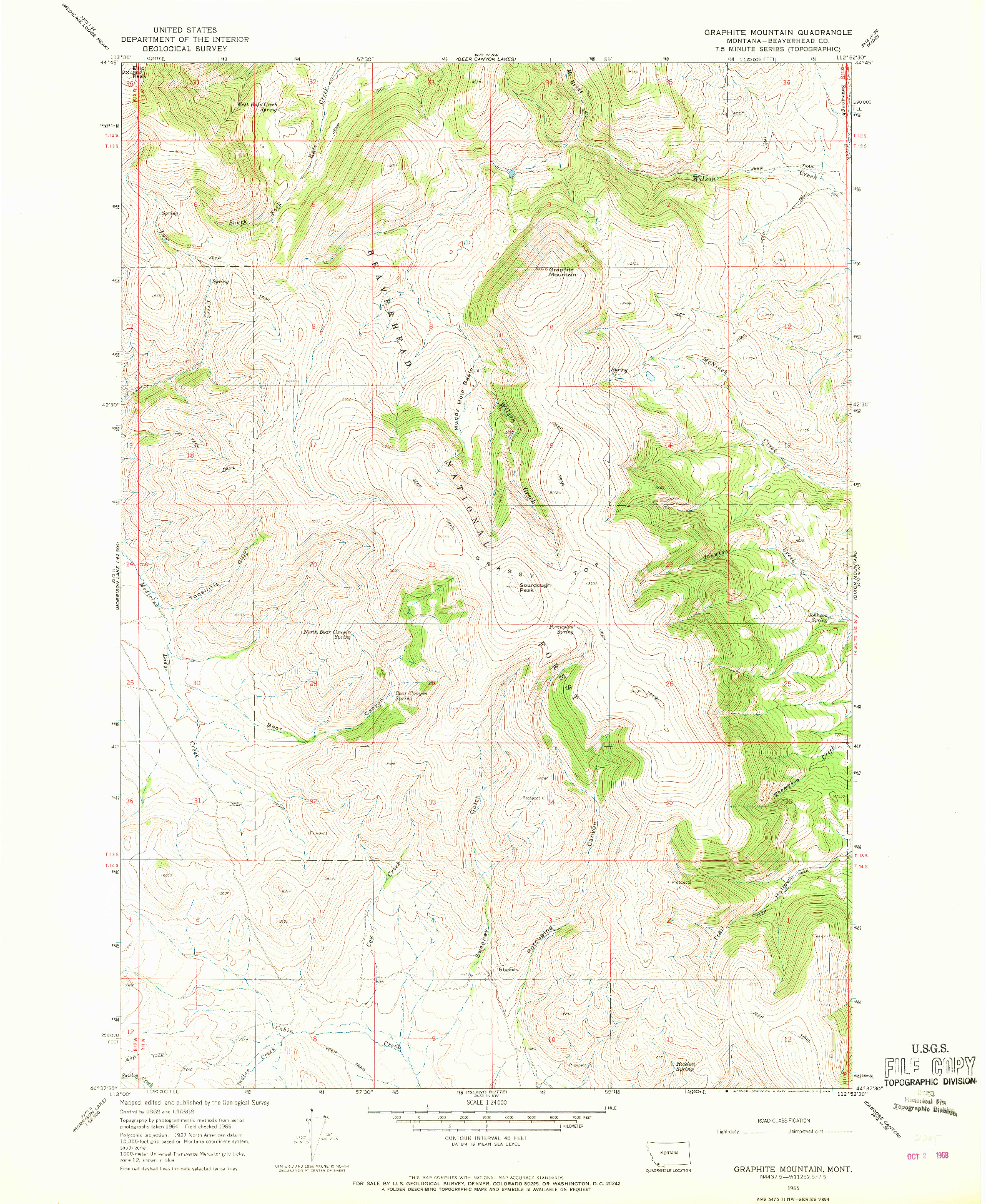 USGS 1:24000-SCALE QUADRANGLE FOR GRAPHITE MOUNTAIN, MT 1965